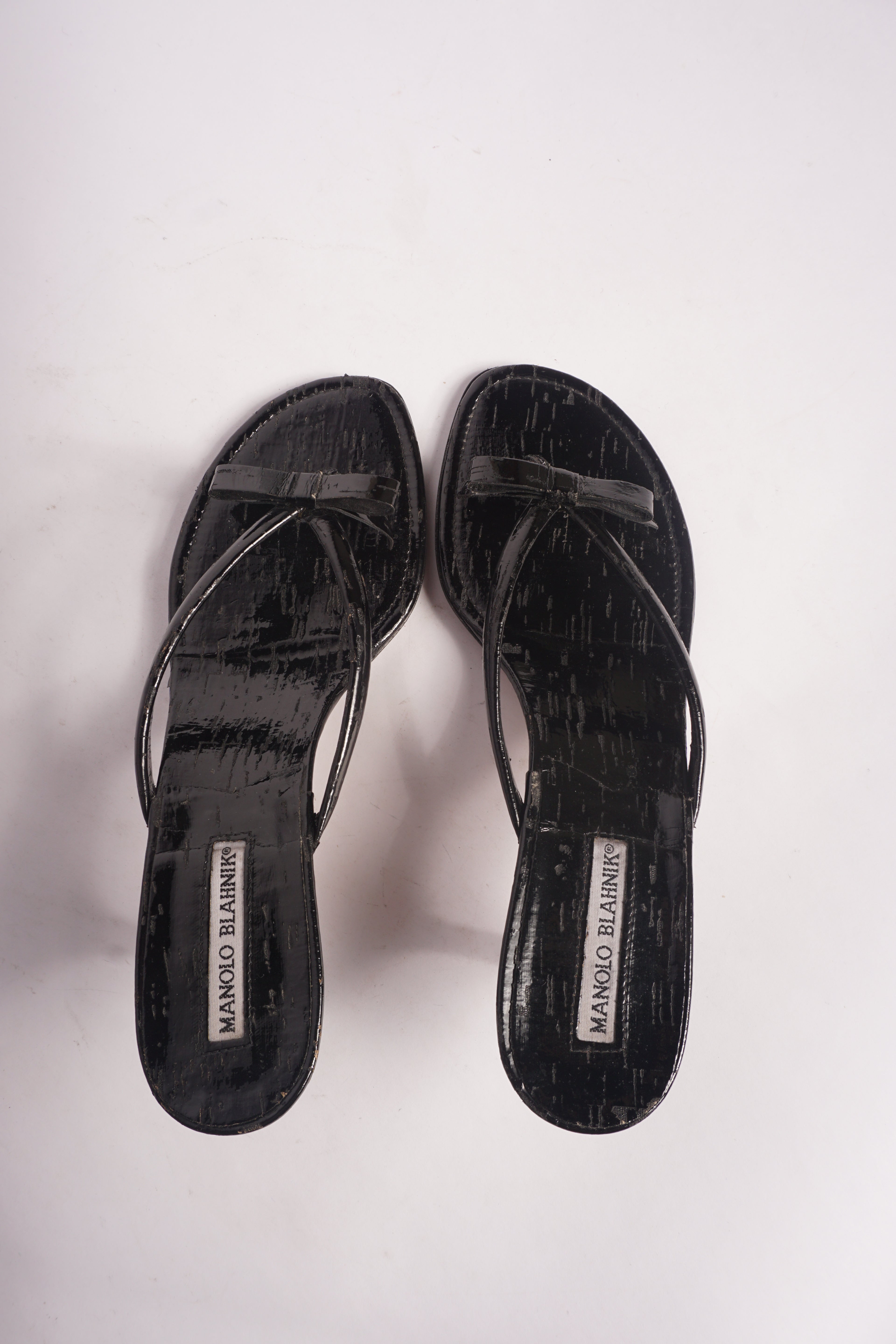 Manolo Blahnik Black Bow Sandals