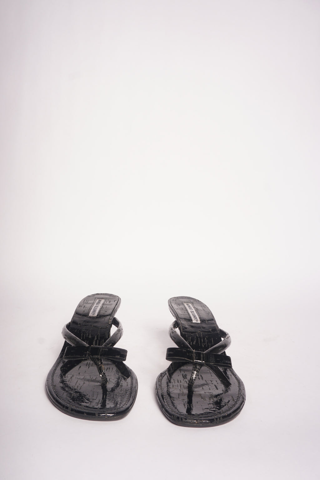 Manolo Blahnik Black Bow Sandals