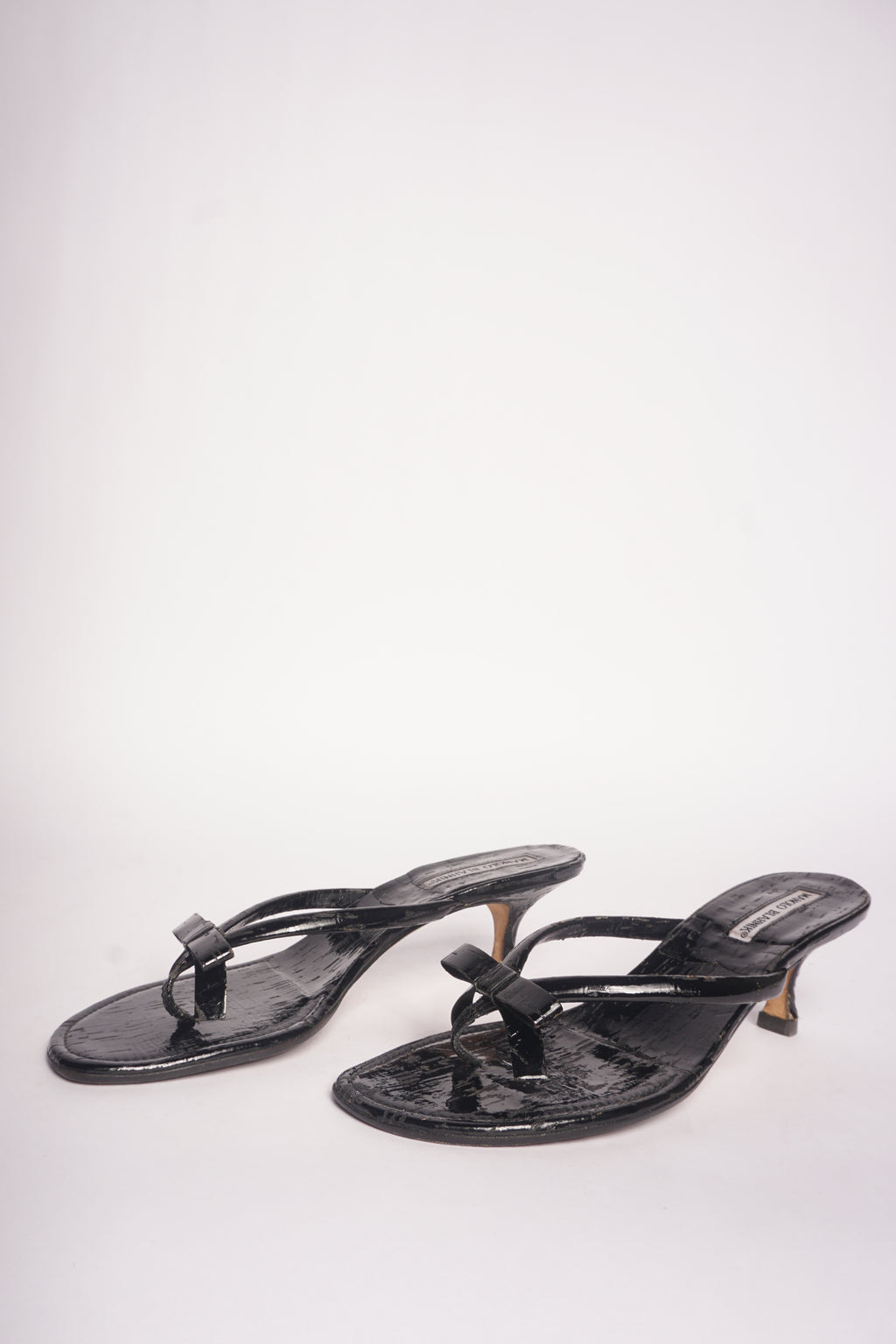 Manolo Blahnik Black Bow Sandals