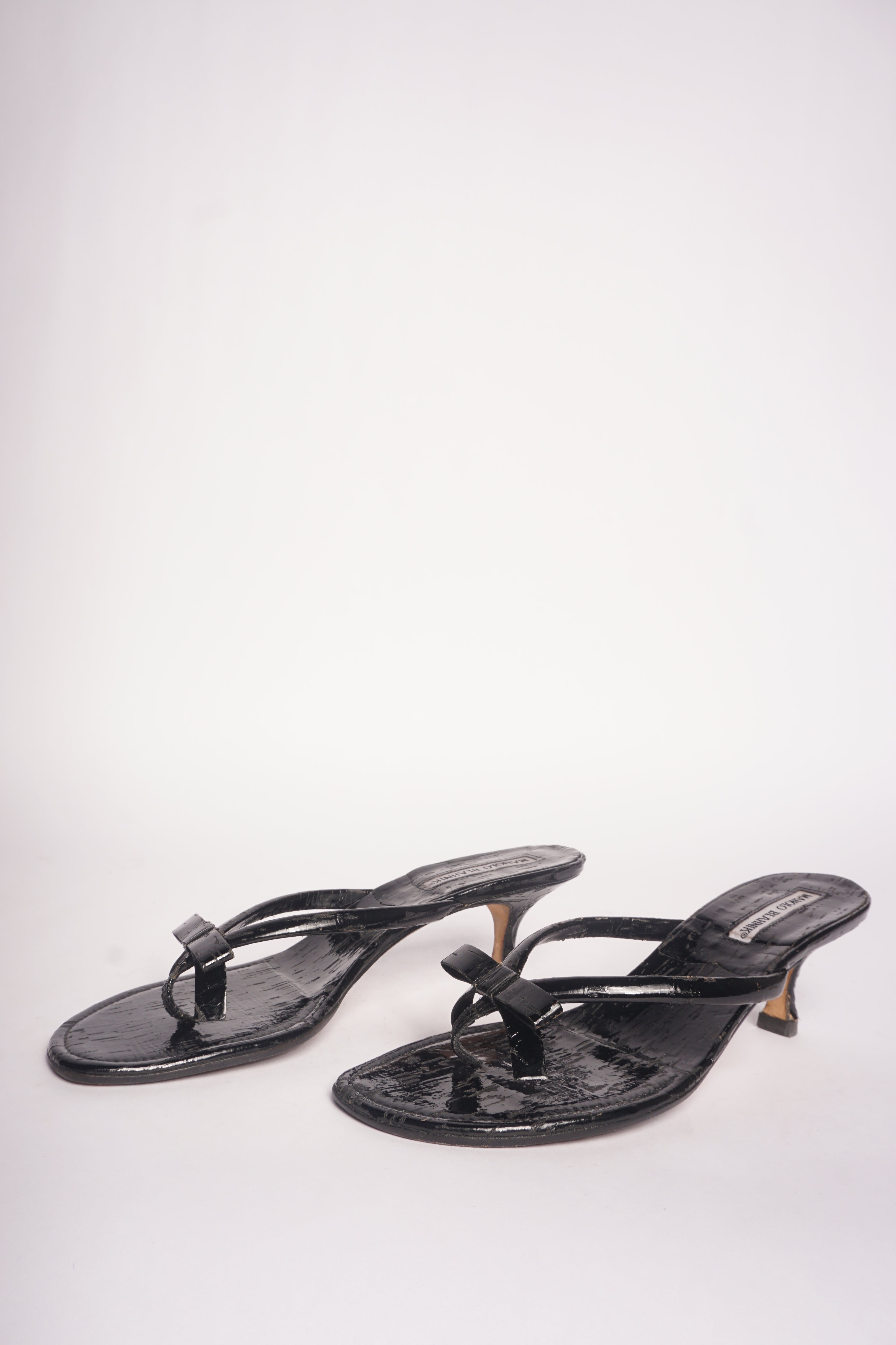 Manolo Blahnik Black Bow Sandals