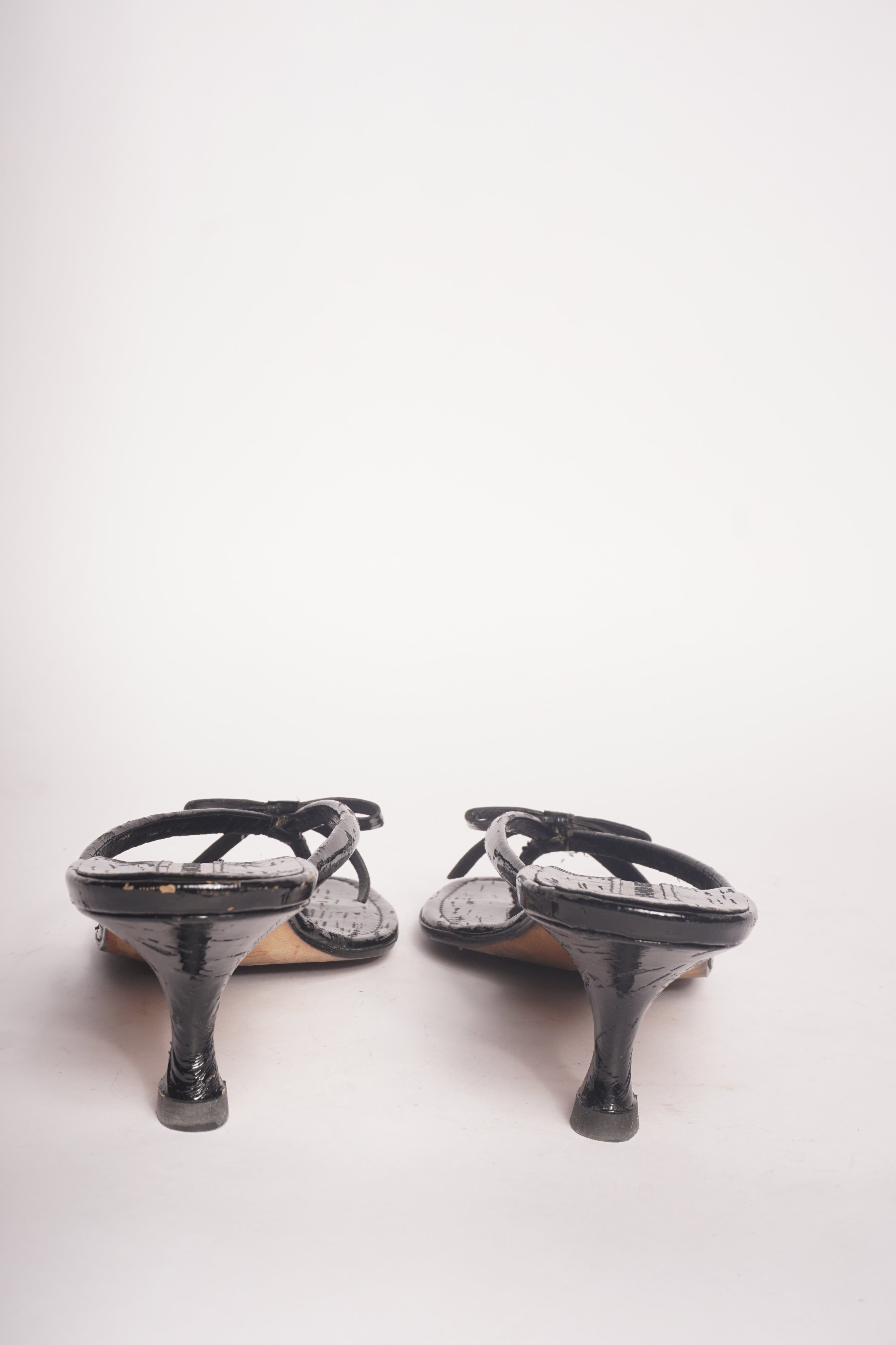 Manolo Blahnik Black Bow Sandals