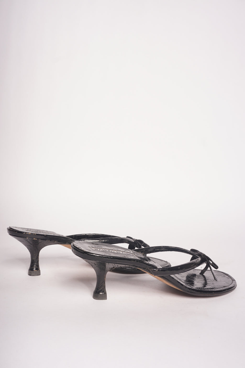 Manolo Blahnik Black Bow Sandals