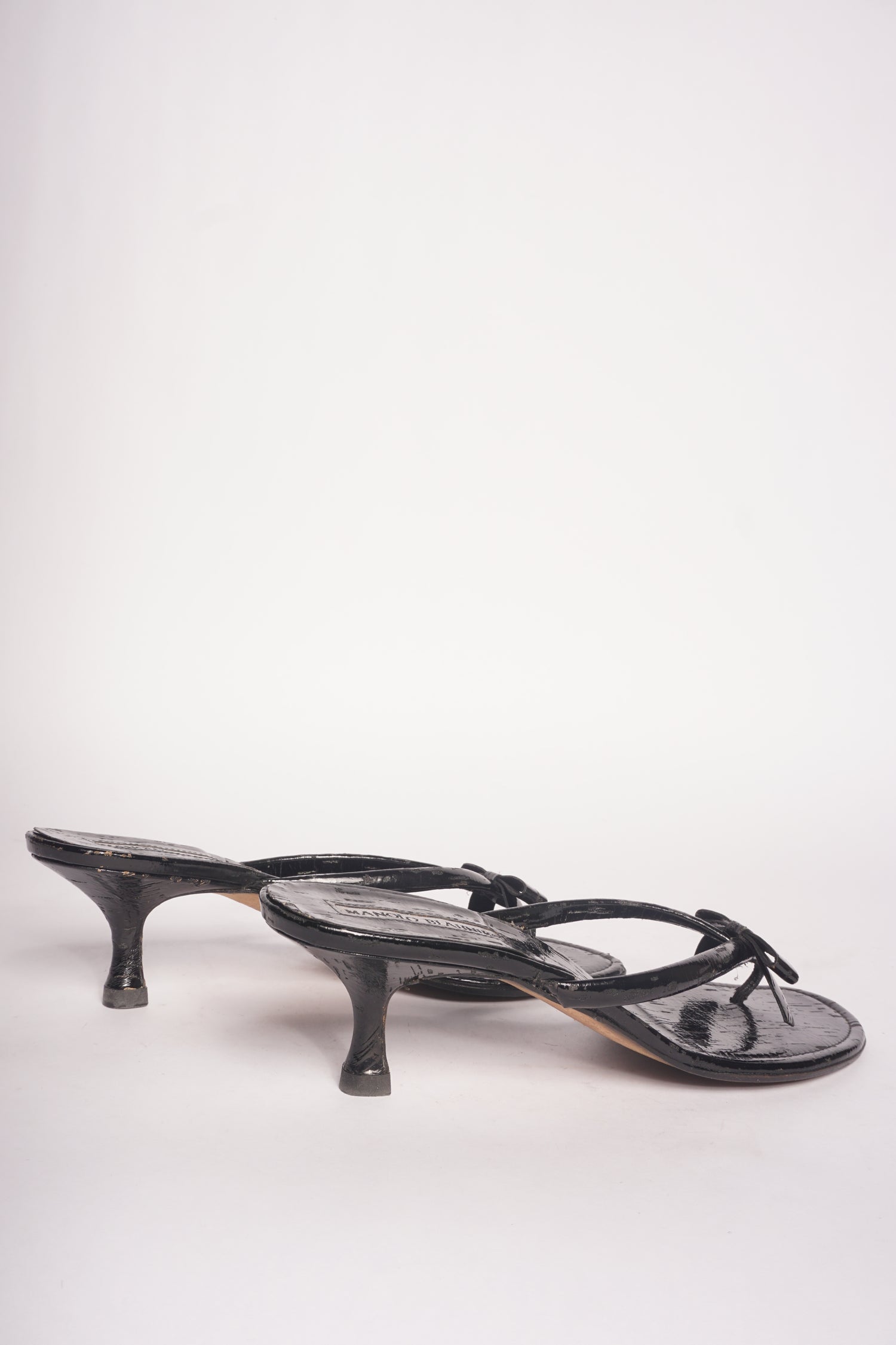 Manolo Blahnik Black Bow Sandals