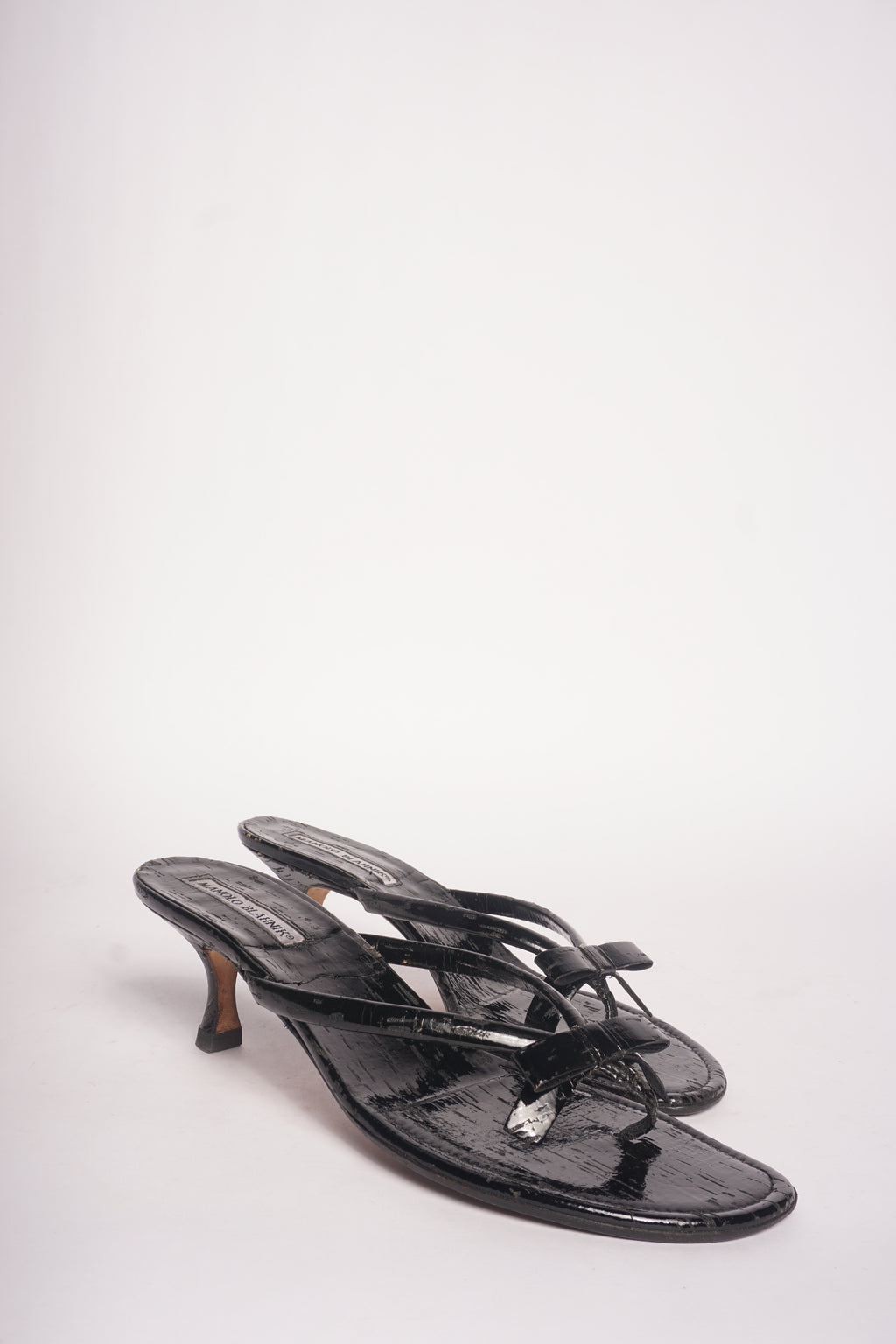 Manolo Blahnik Black Bow Sandals