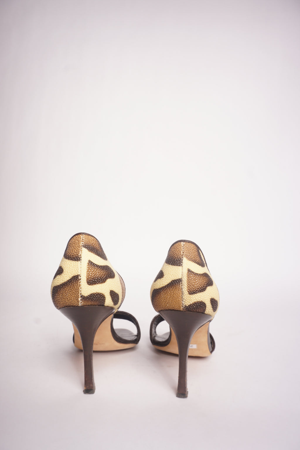 Manolo Blahnik Animal Print Peep Toe Heels