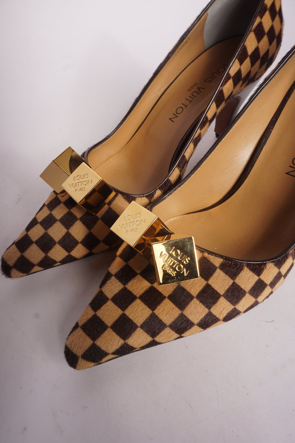 Louis Vuitton Checkered Pointed Toe Heels