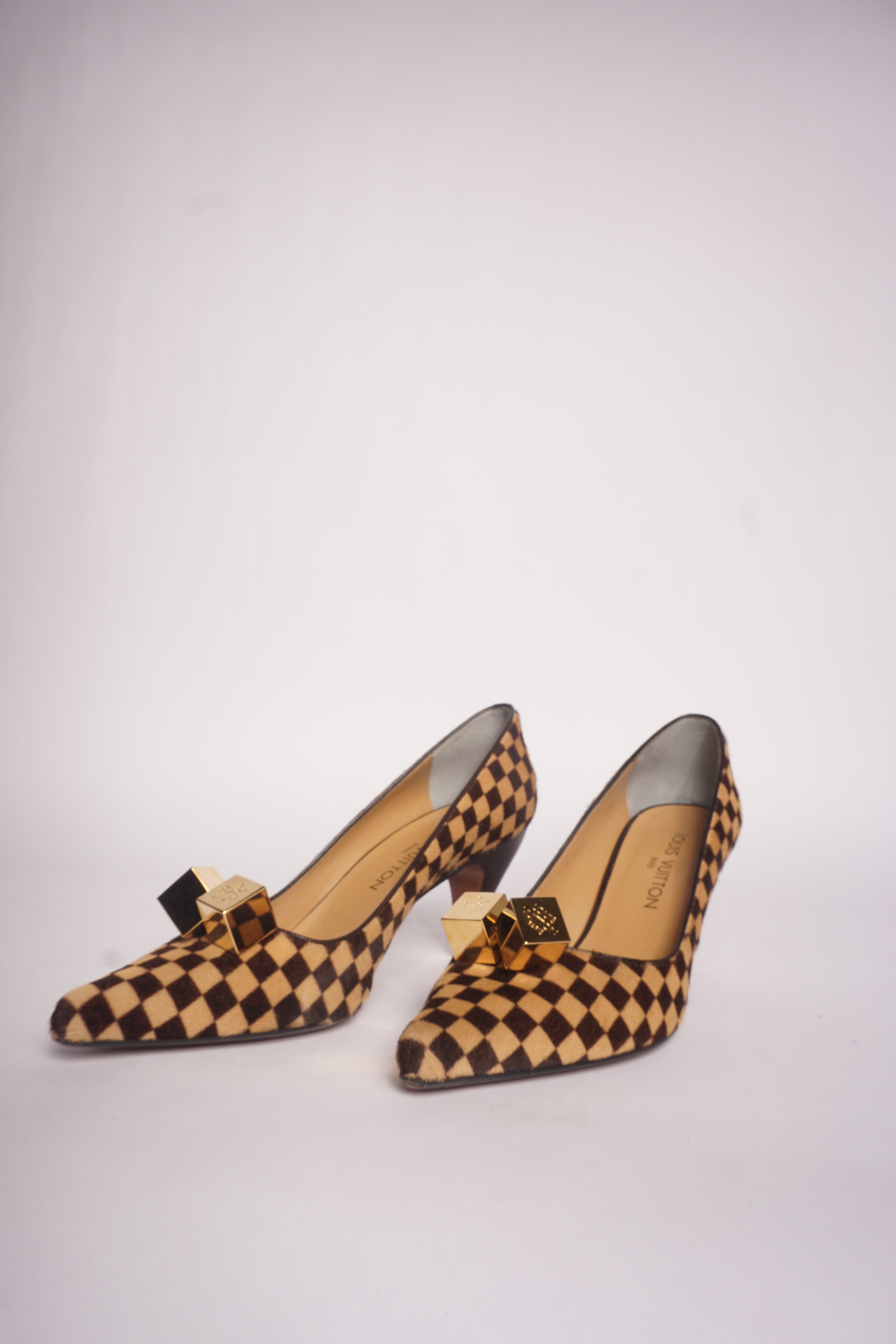 Louis Vuitton Checkered Pointed Toe Heels