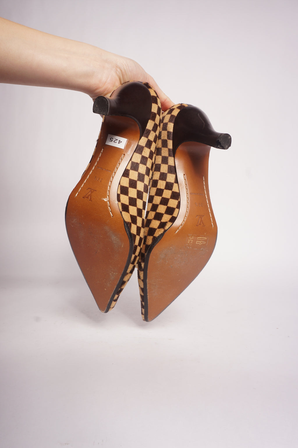 Louis Vuitton Checkered Pointed Toe Heels