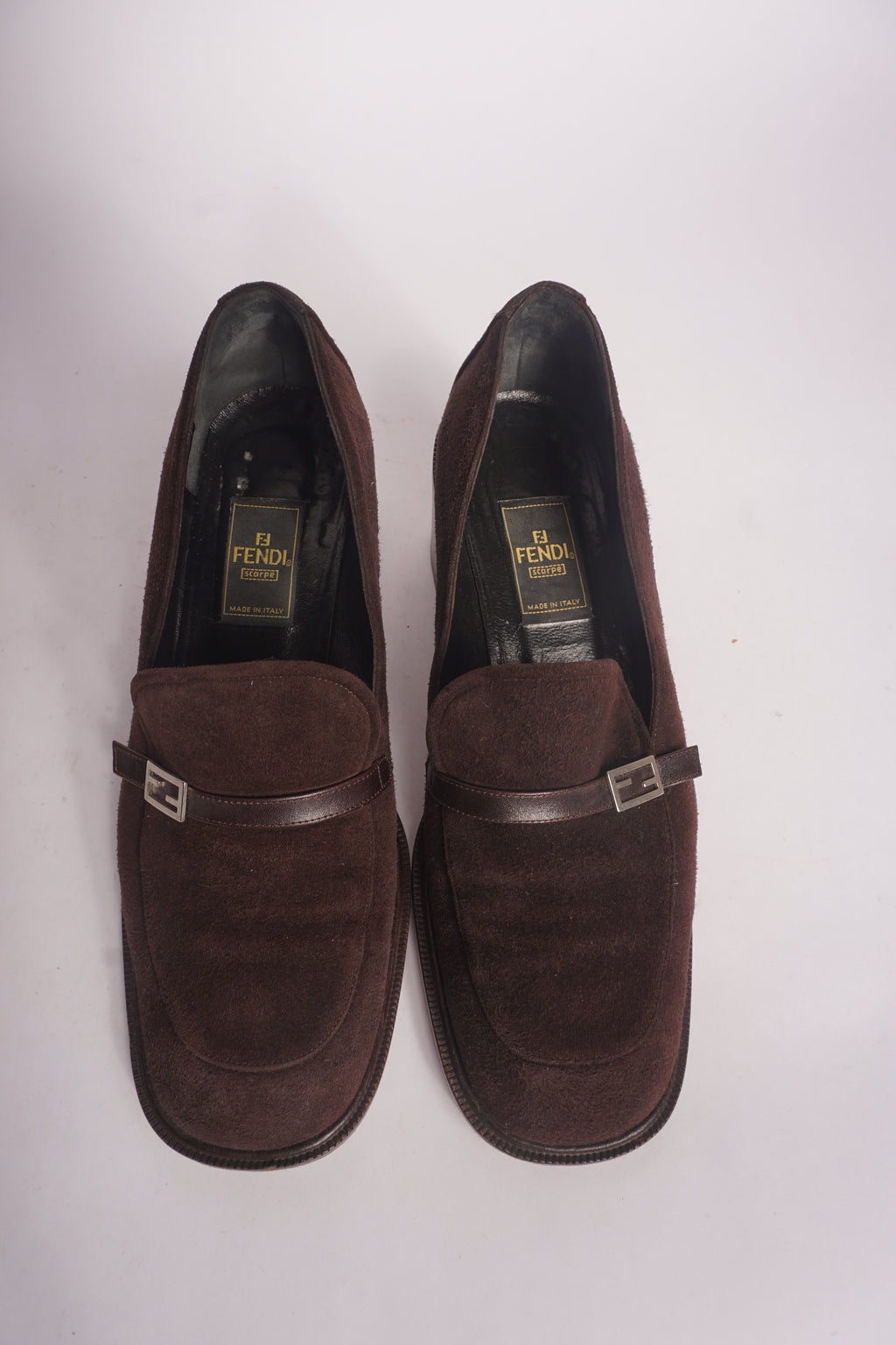 Fendi Brown Suede Loafers