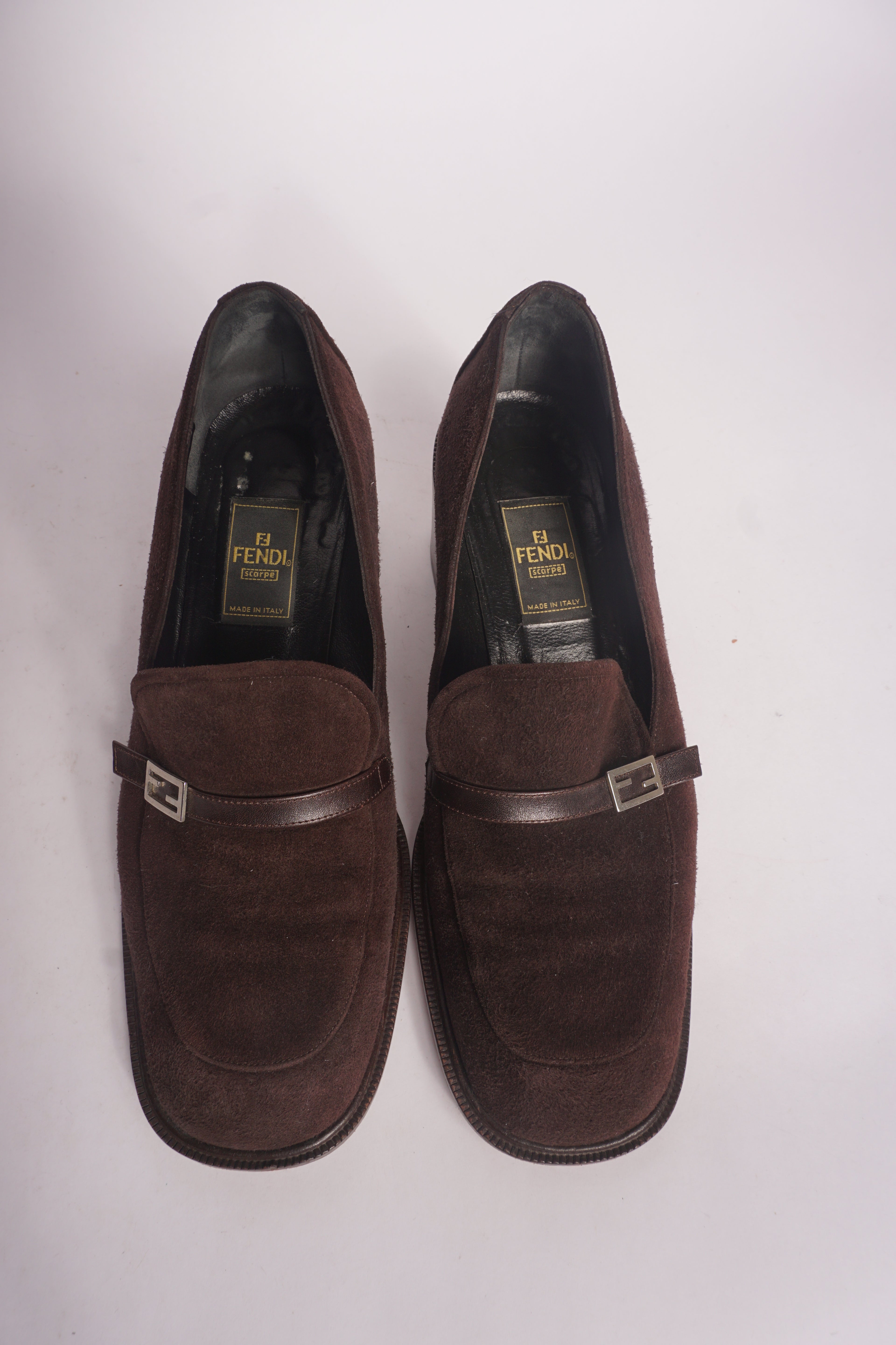 Fendi Brown Suede Loafers