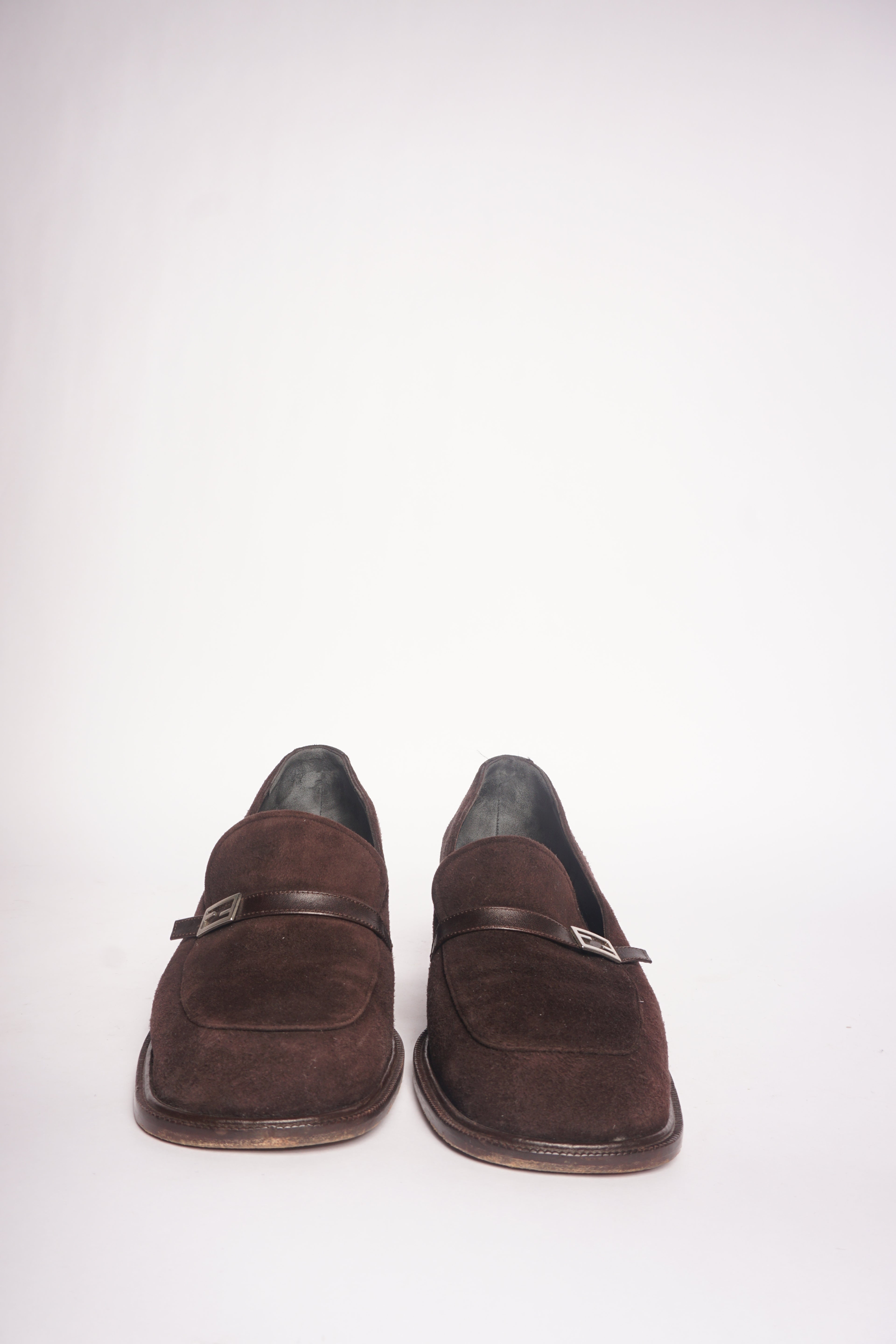 Fendi Brown Suede Loafers