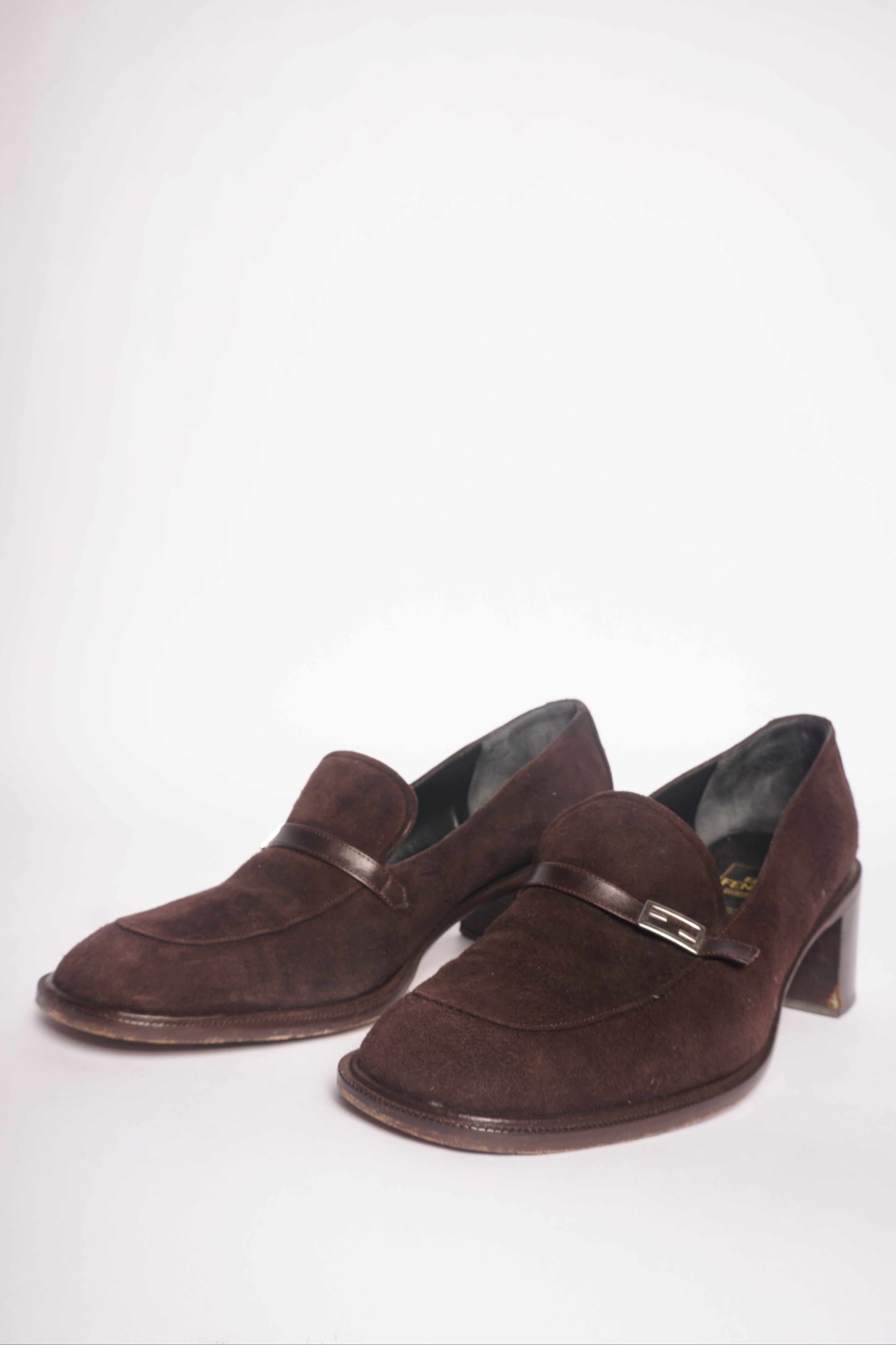 Fendi Brown Suede Loafers