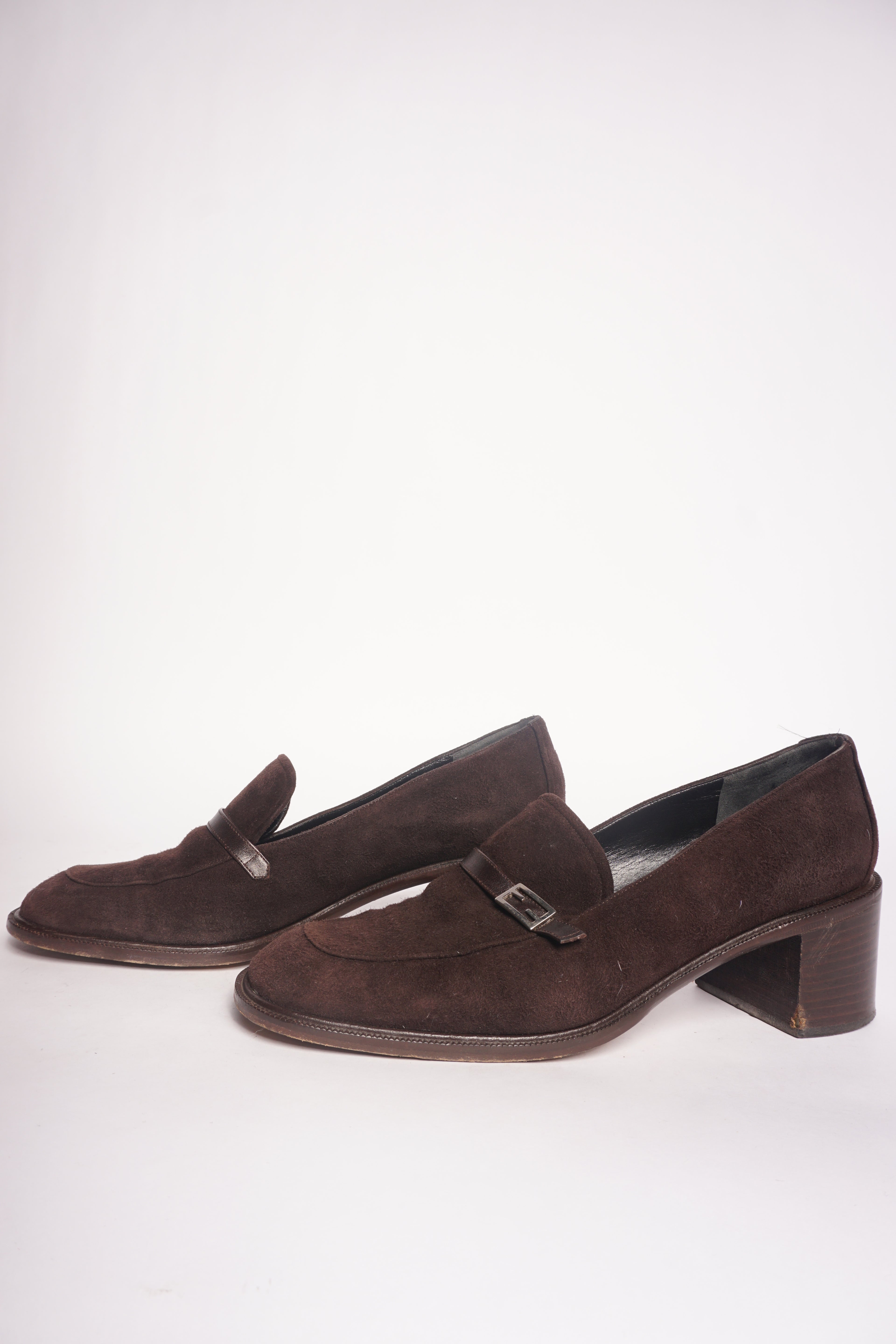 Fendi Brown Suede Loafers
