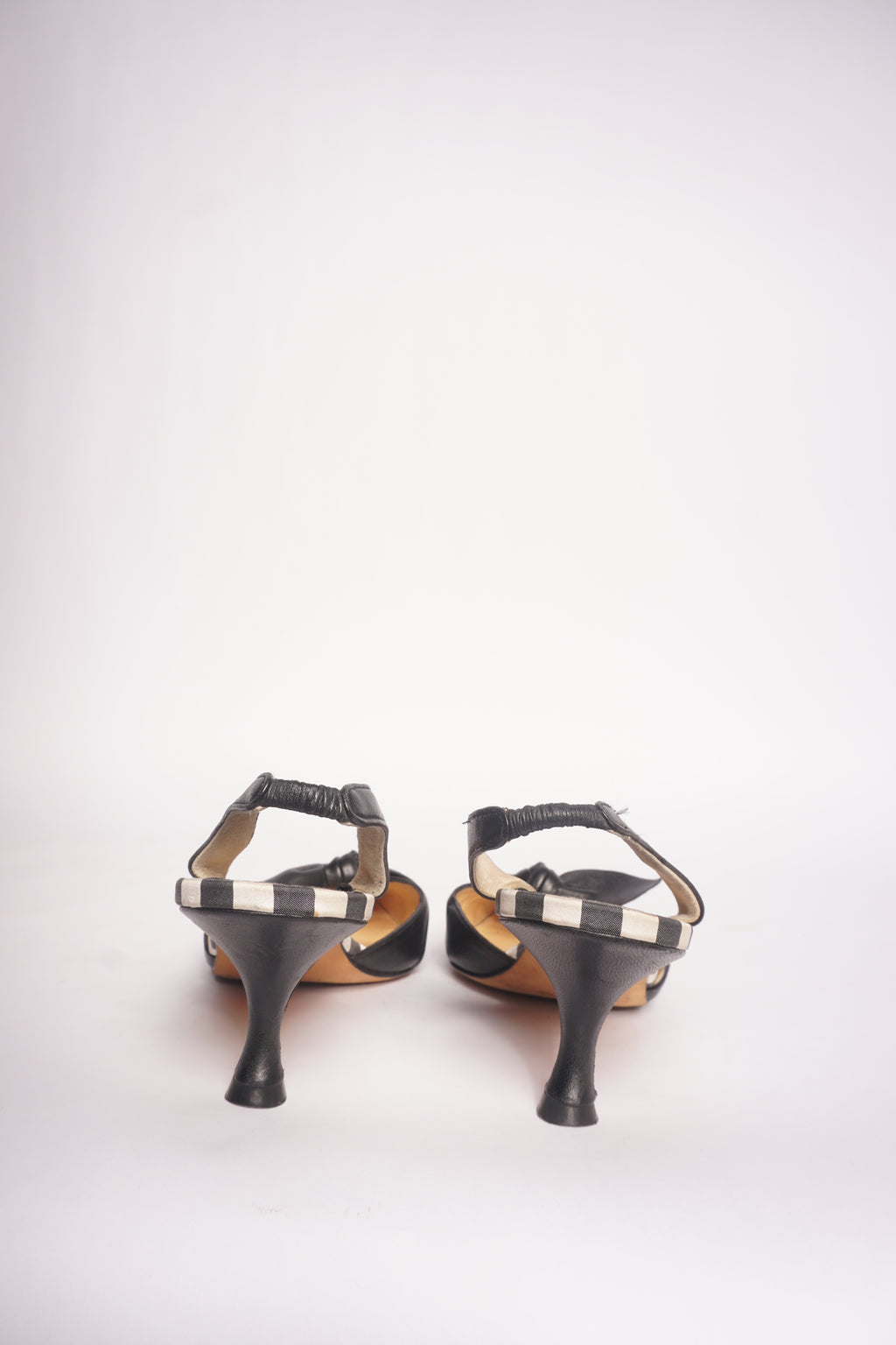 Manolo Blahnik Striped Bow Slingback Heels