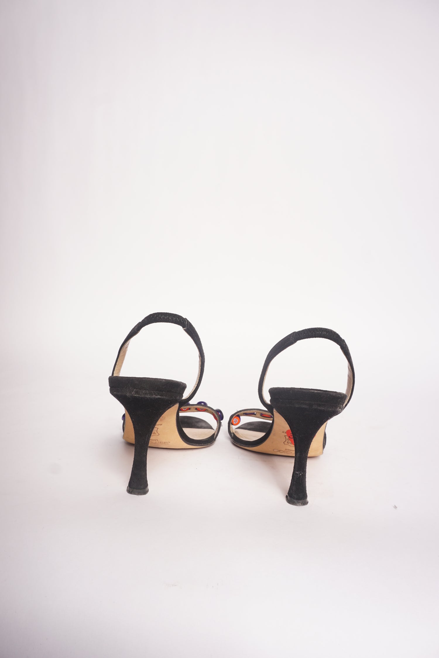Jimmy Choo Black Peep Toe Heels w/ Beads