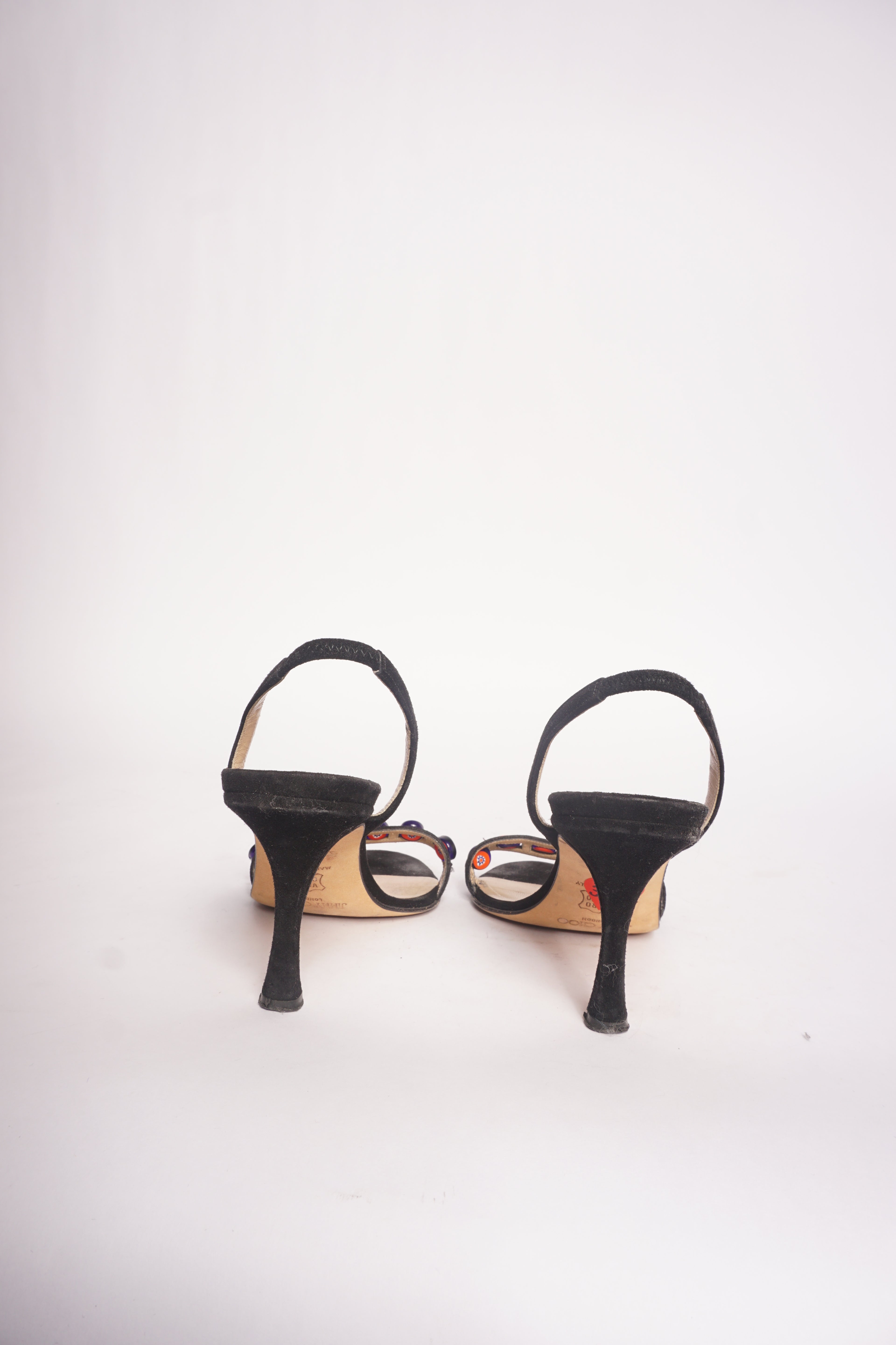 Jimmy Choo Black Peep Toe Heels w/ Beads