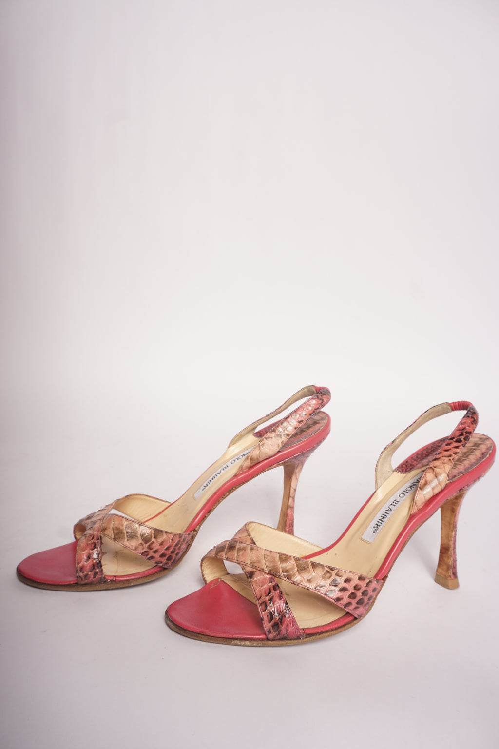 Manolo Blahnik Pink Snakeskin Heels