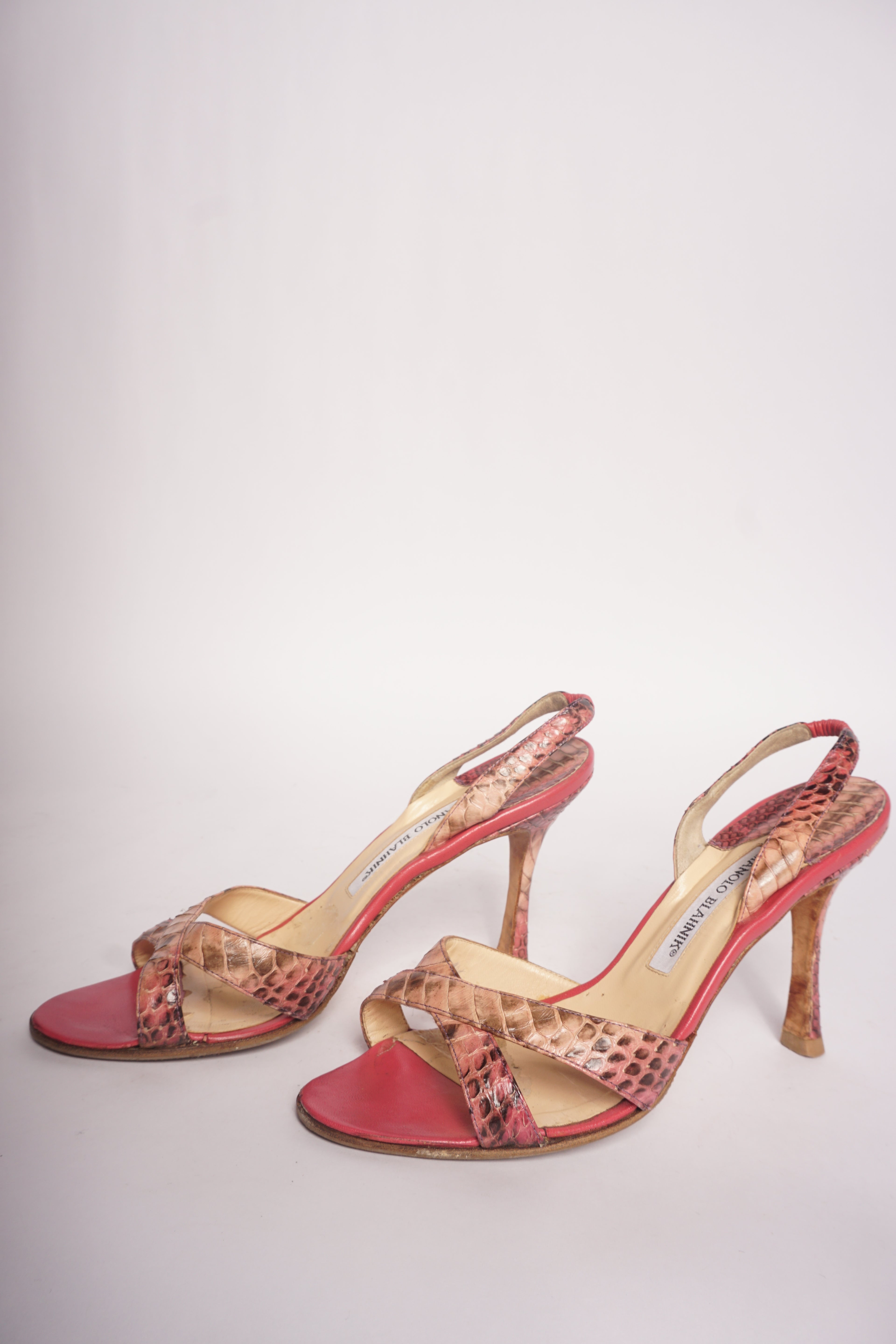 Manolo Blahnik Pink Snakeskin Heels