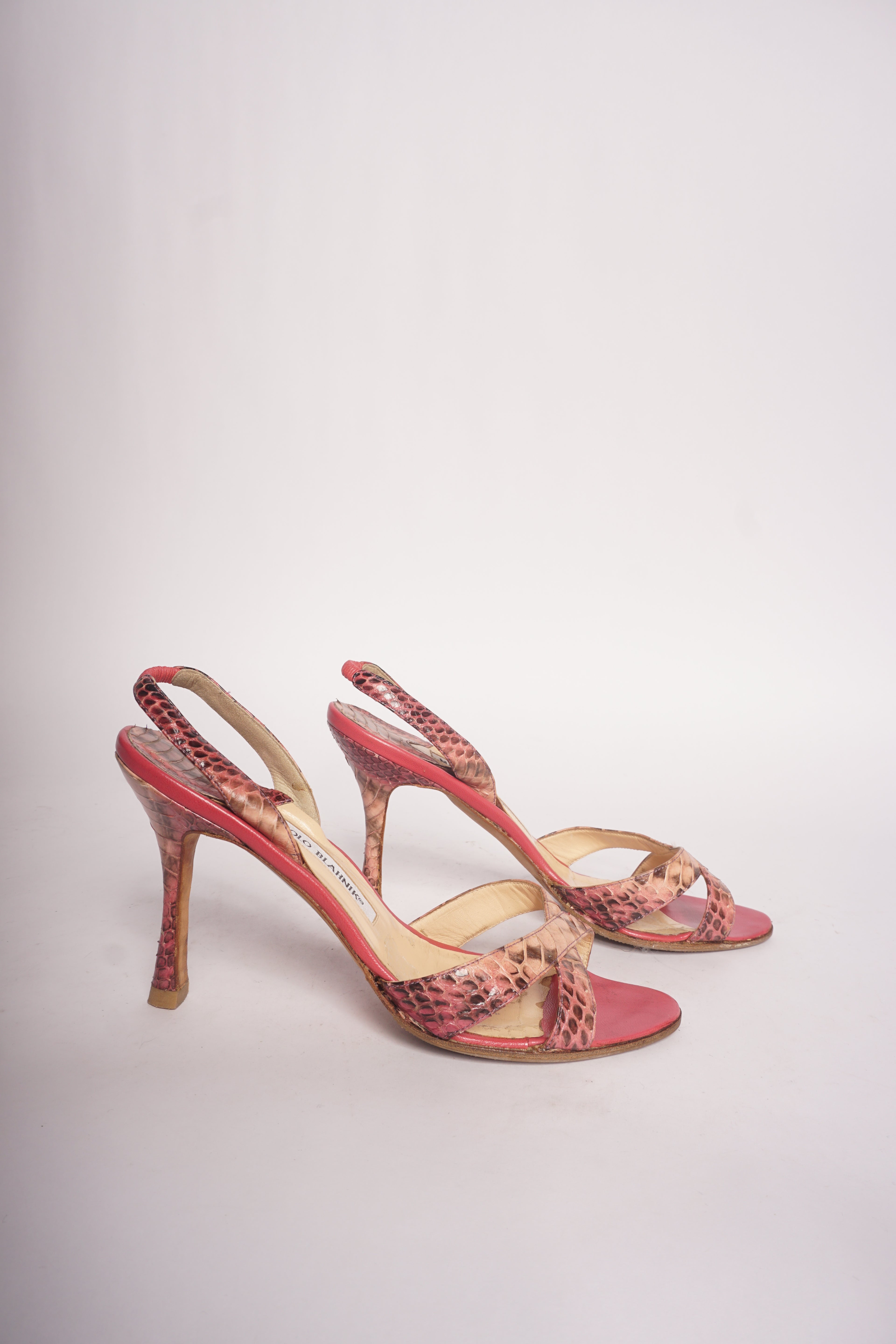 Manolo Blahnik Pink Snakeskin Heels
