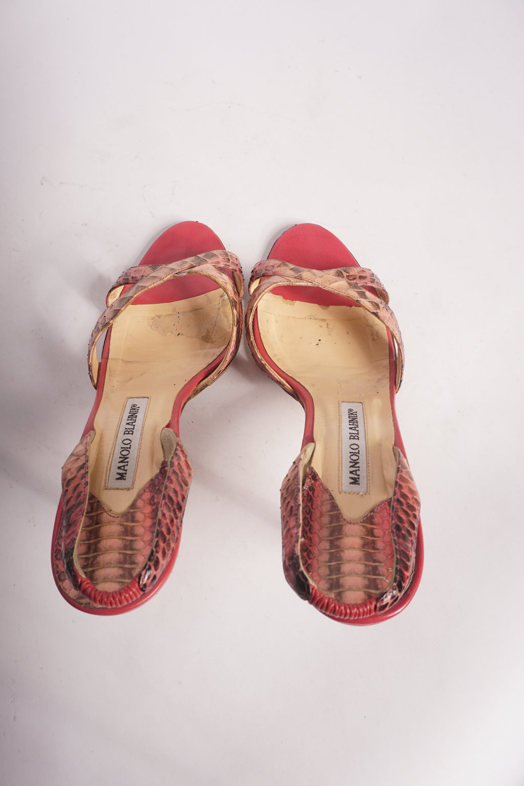 Manolo Blahnik Pink Snakeskin Heels