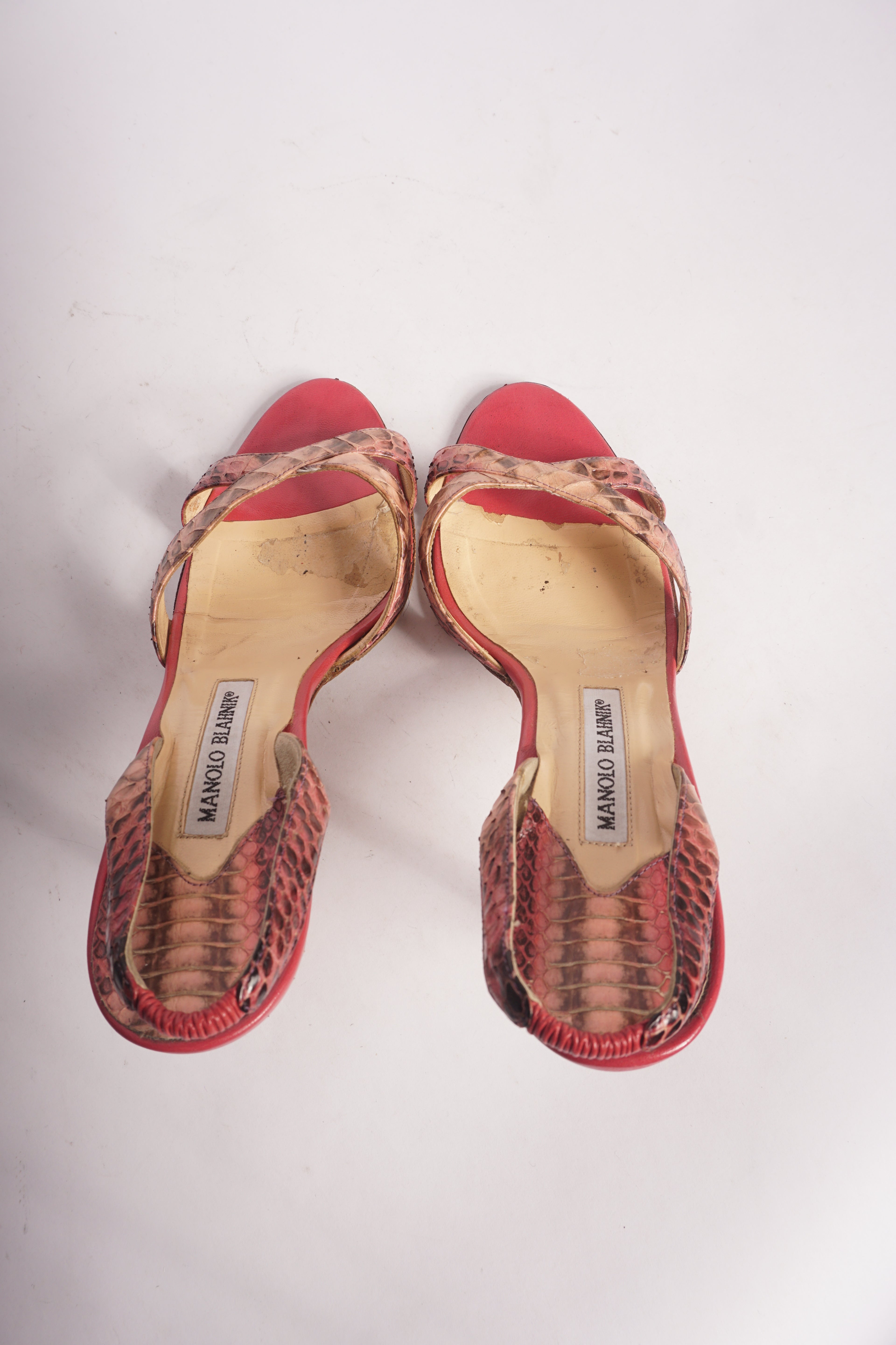 Manolo Blahnik Pink Snakeskin Heels