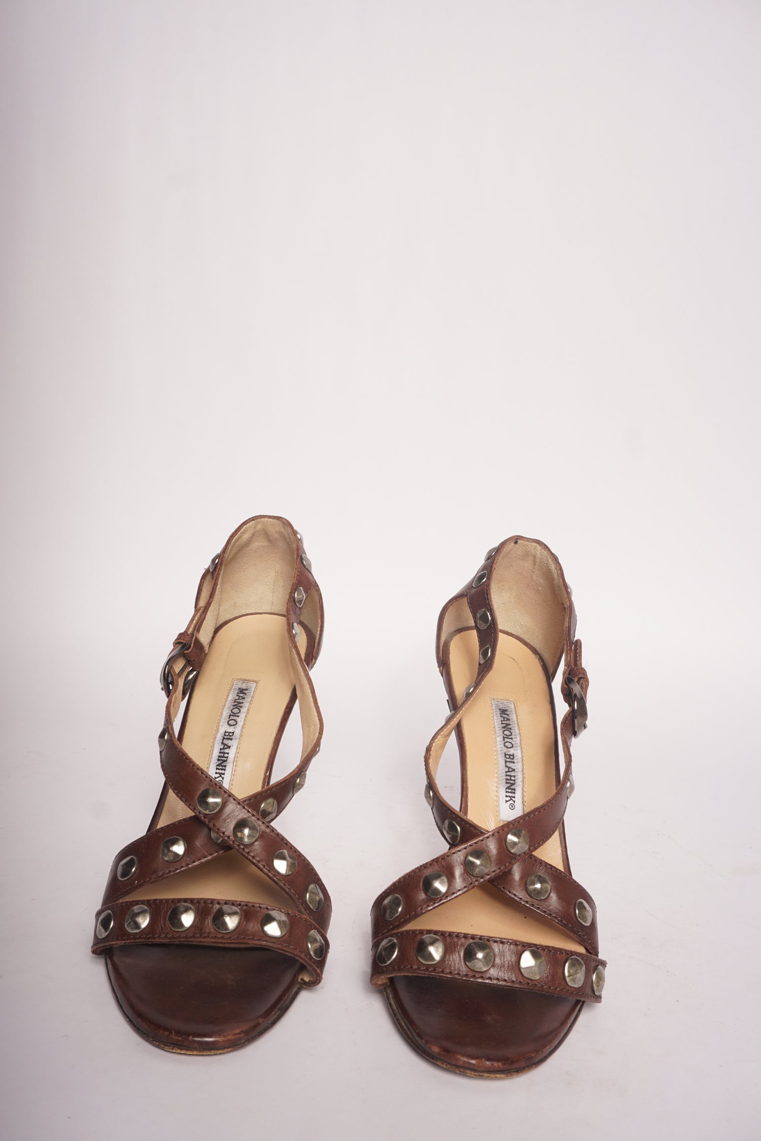 Manolo Blahnik Brown Studded Heels