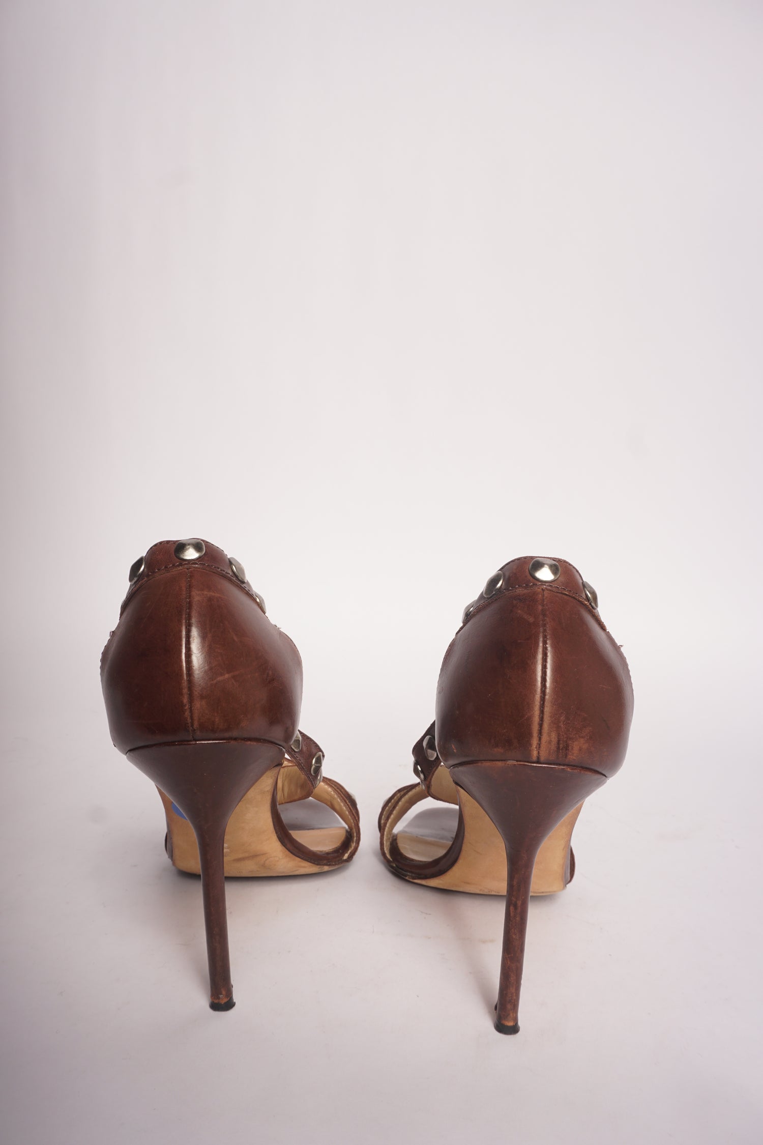 Manolo Blahnik Brown Studded Heels