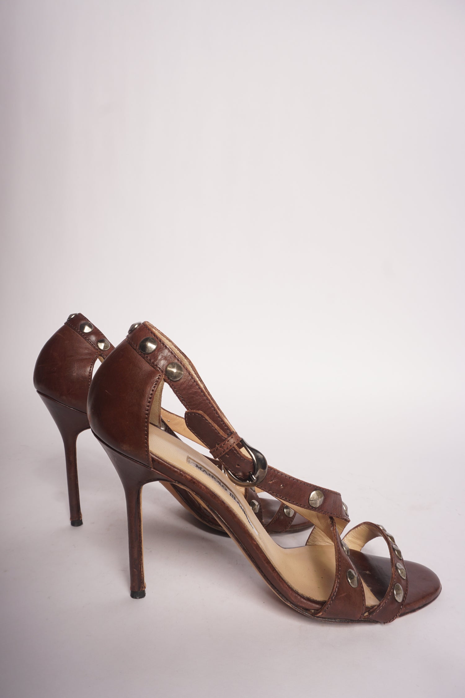 Manolo Blahnik Brown Studded Heels