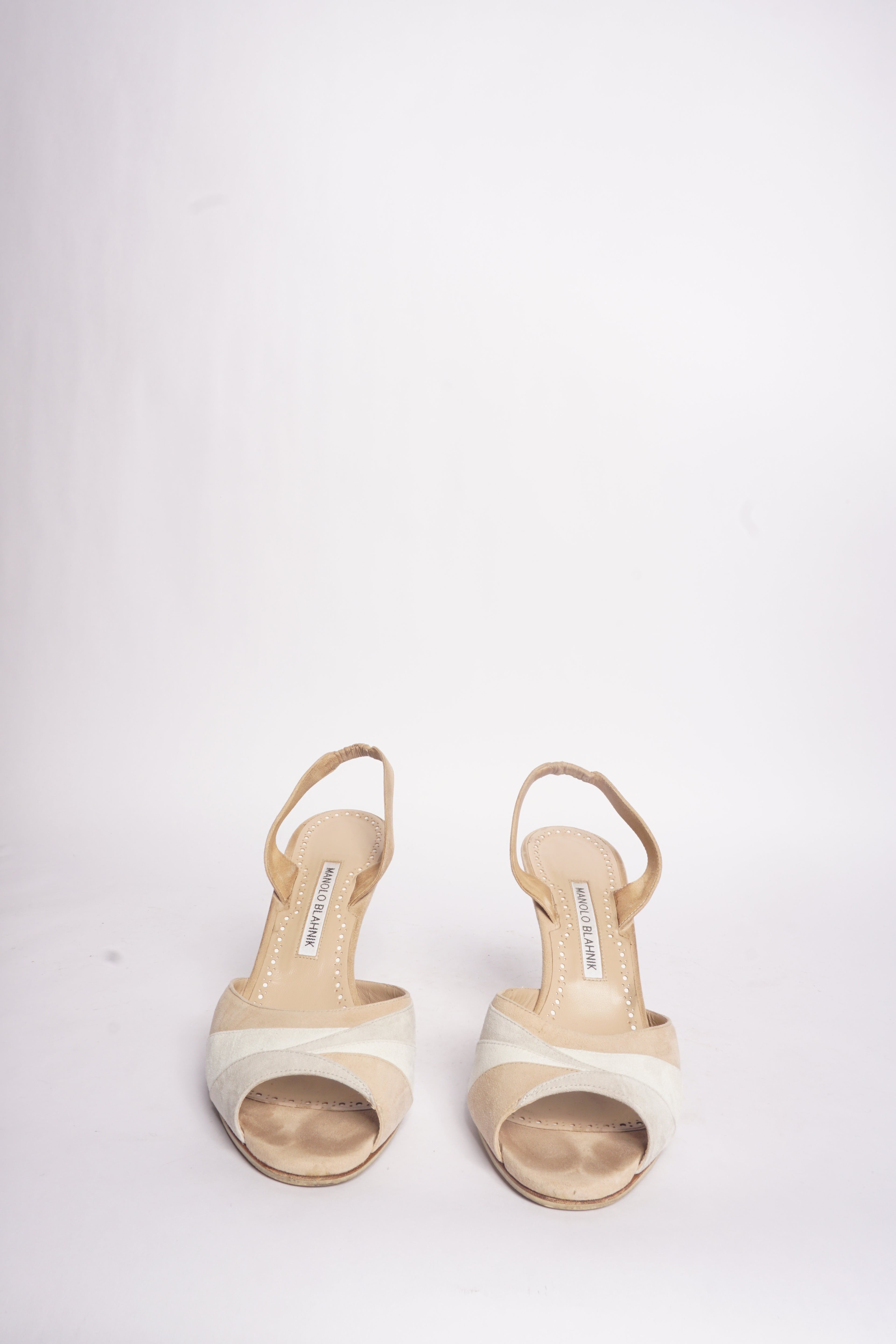 Manolo Blahnik Beige Suede Strap Sandals