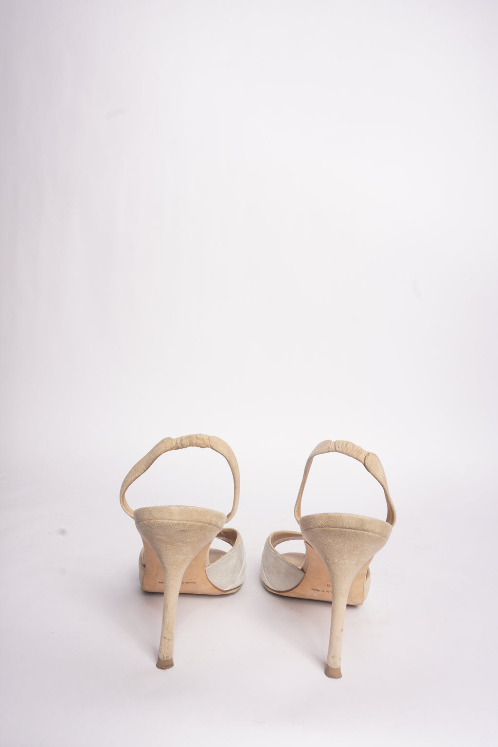 Manolo Blahnik Beige Suede Strap Sandals