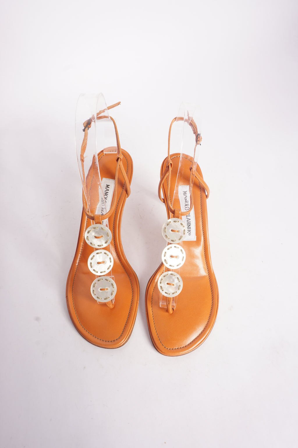 Manolo Blahnik Orange Shell Sandals