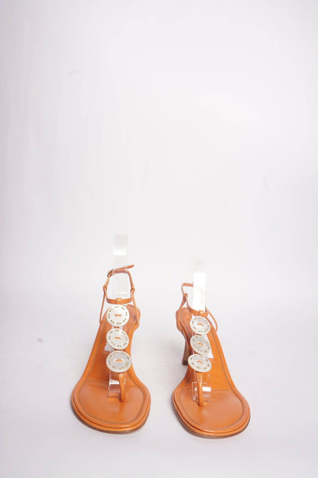 Manolo Blahnik Orange Shell Sandals