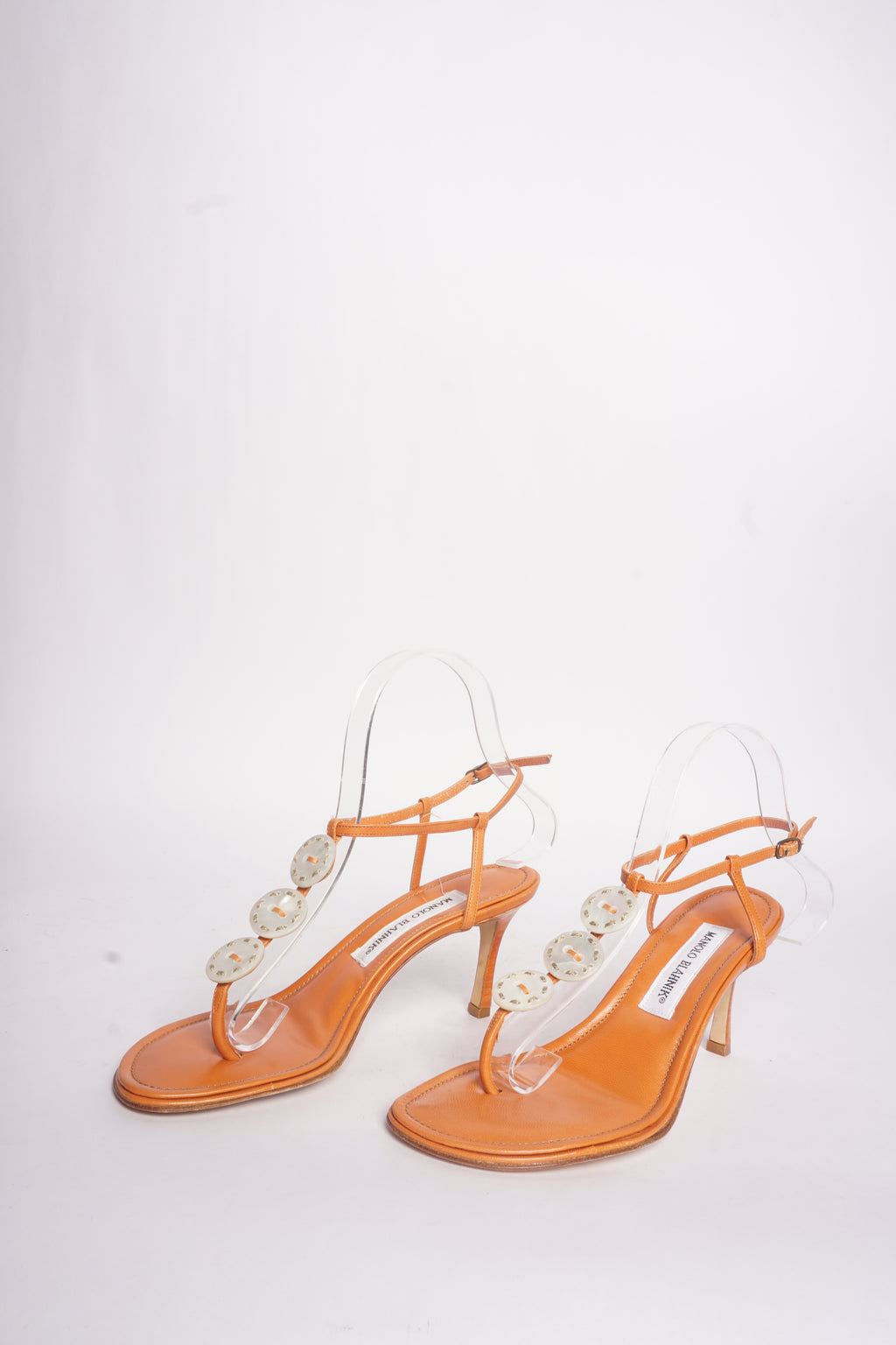Manolo Blahnik Orange Shell Sandals