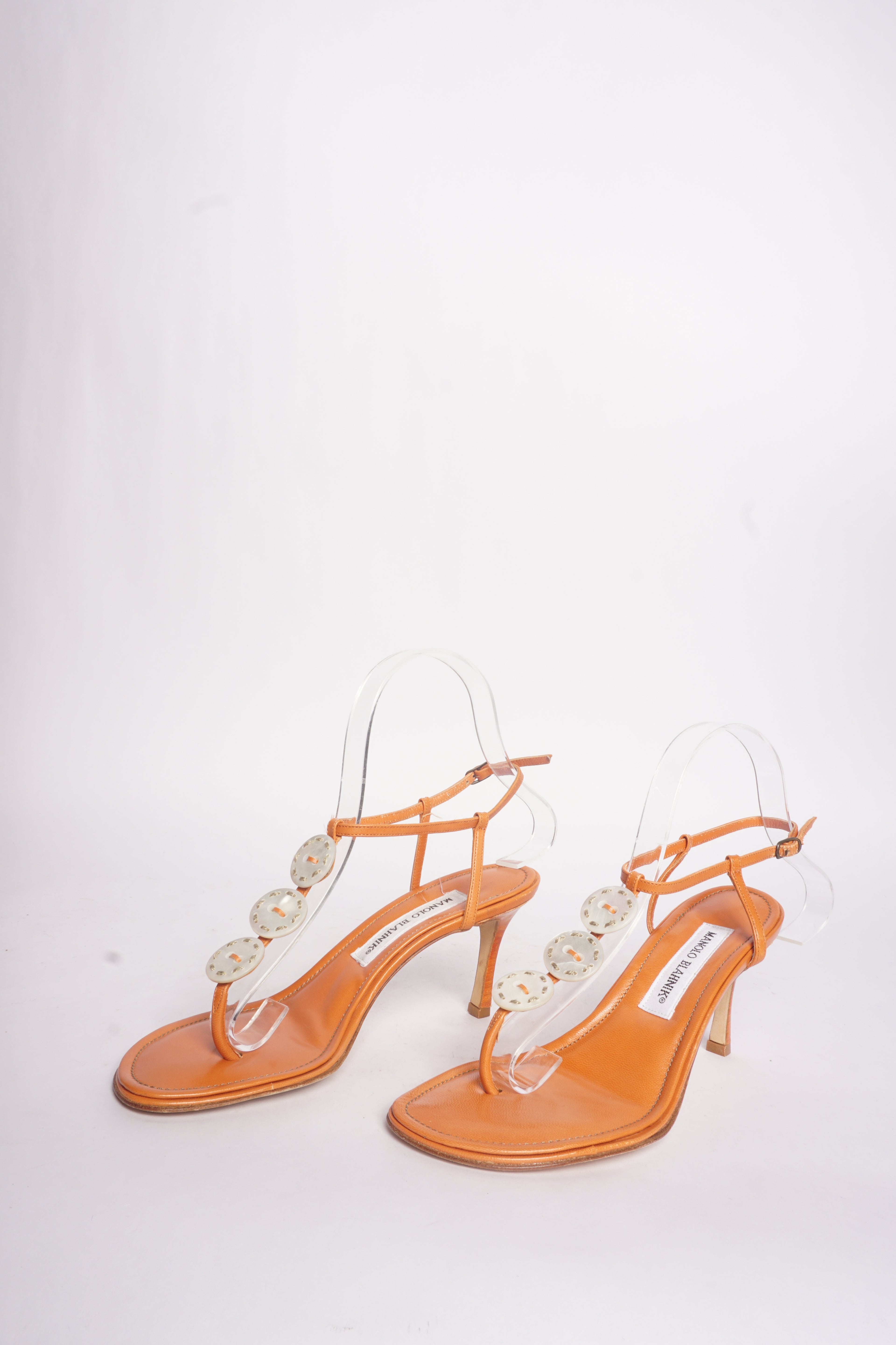 Manolo Blahnik Orange Shell Sandals