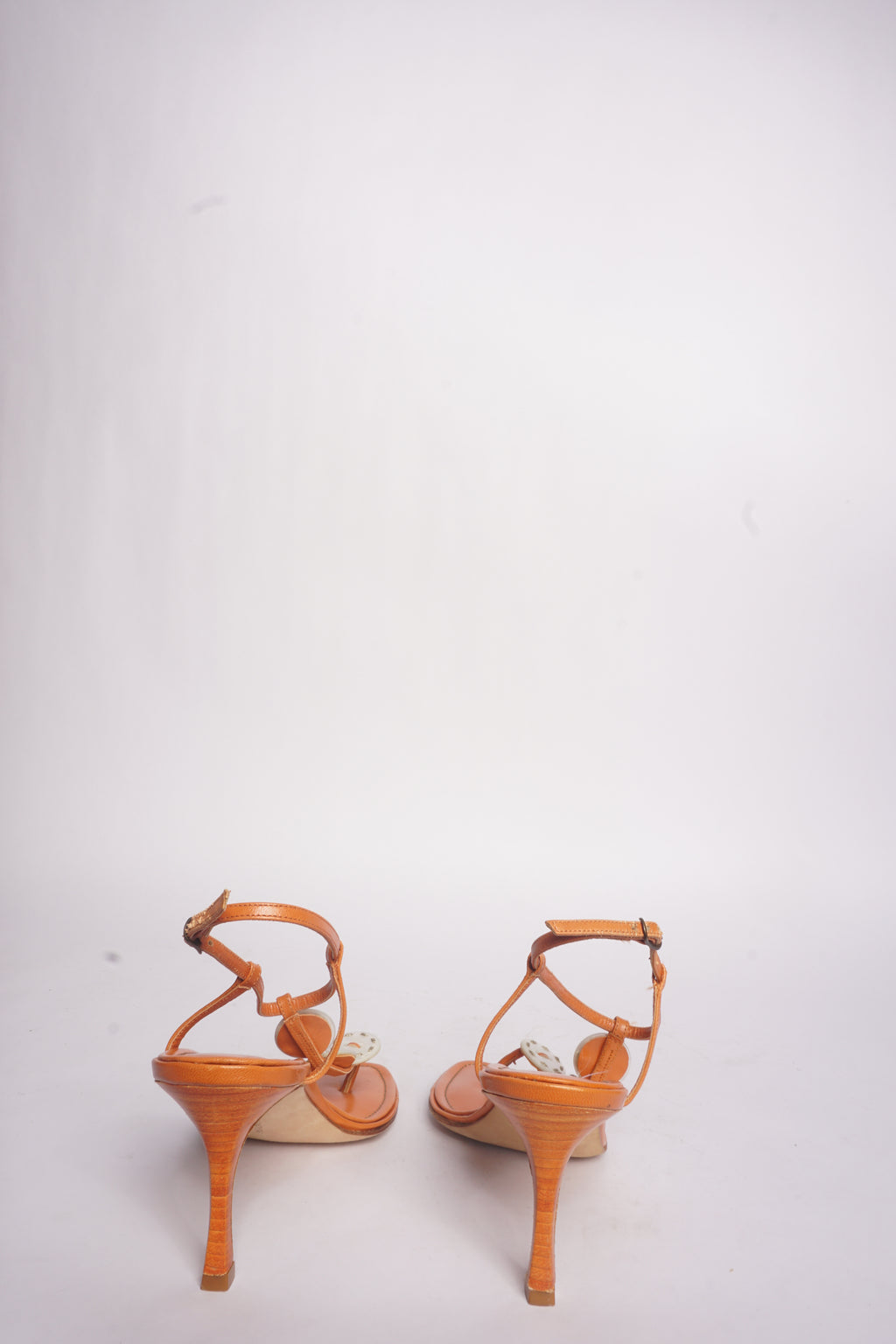Manolo Blahnik Orange Shell Sandals