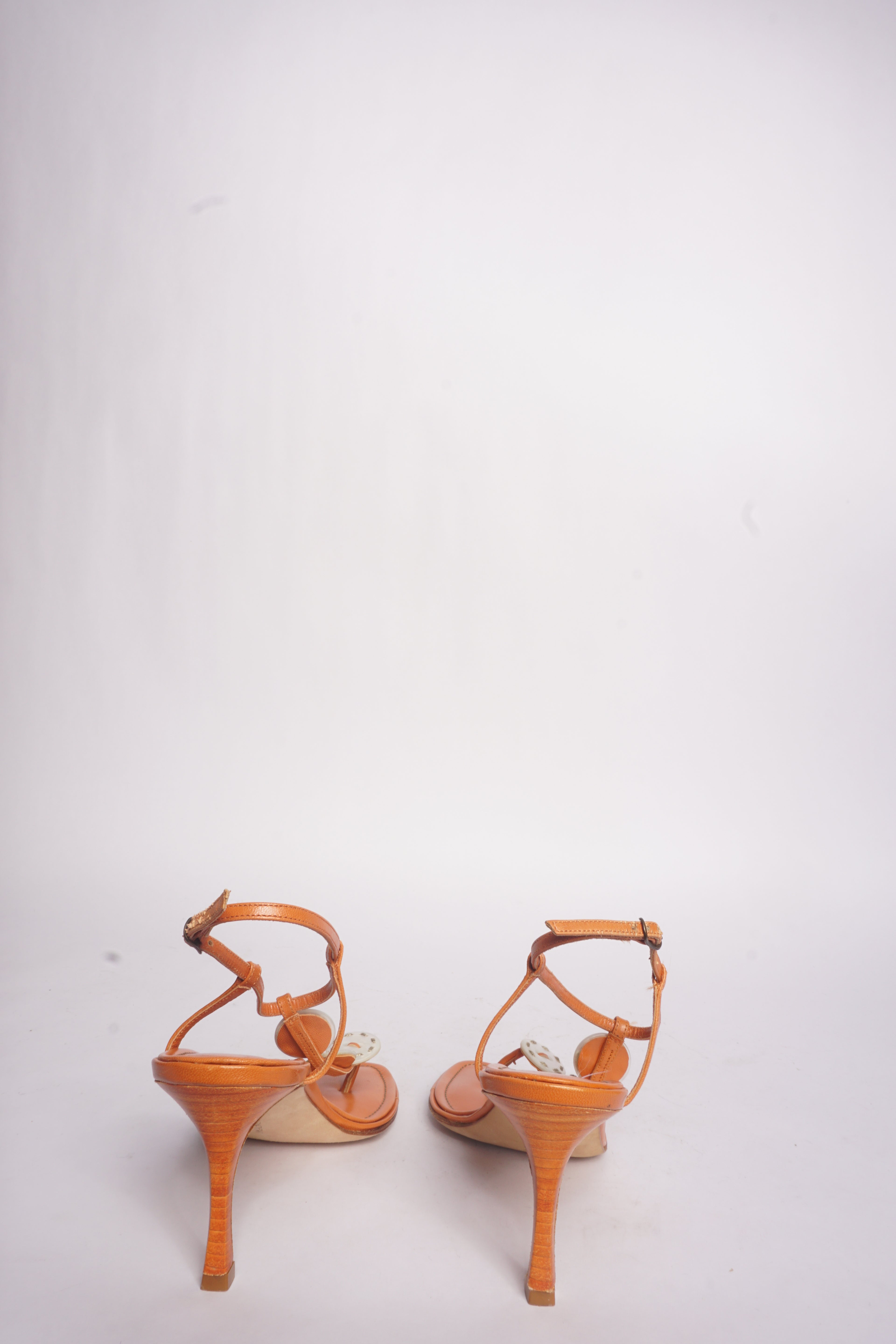 Manolo Blahnik Orange Shell Sandals