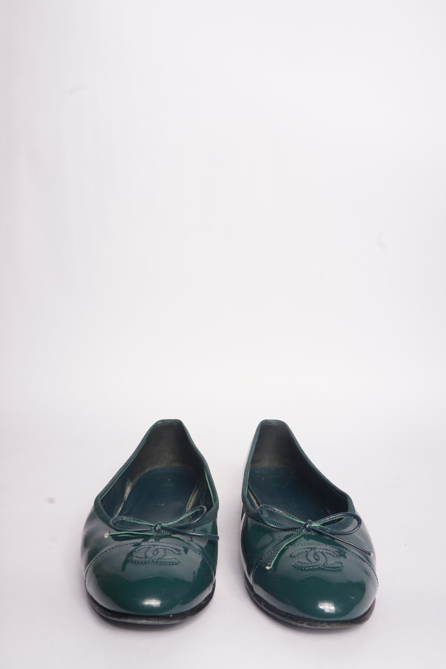 Chanel Patent Green Flats