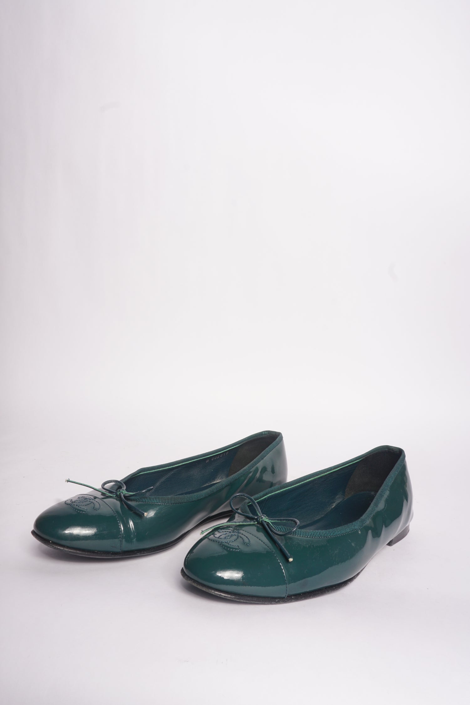 Chanel Patent Green Flats