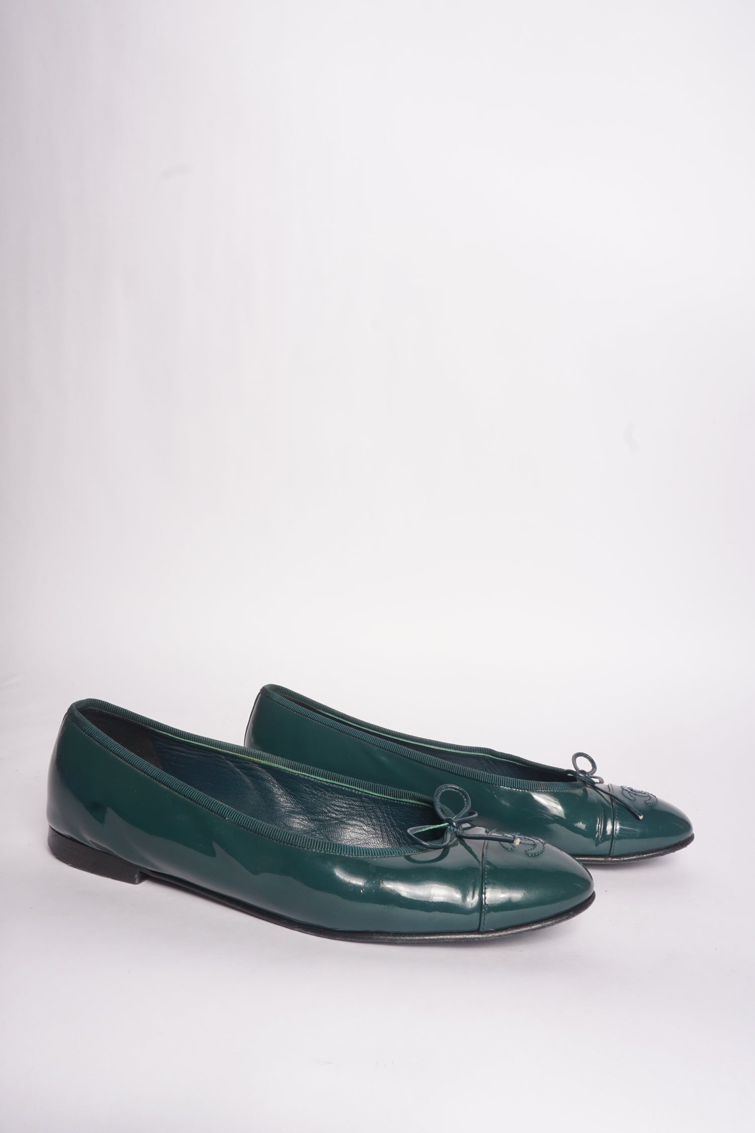 Chanel Patent Green Flats