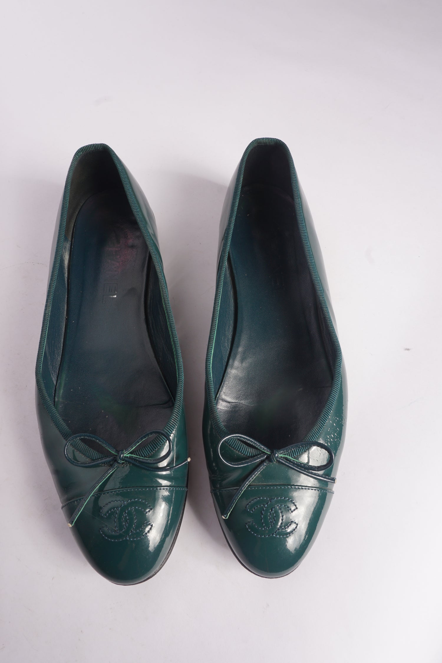 Chanel Patent Green Flats