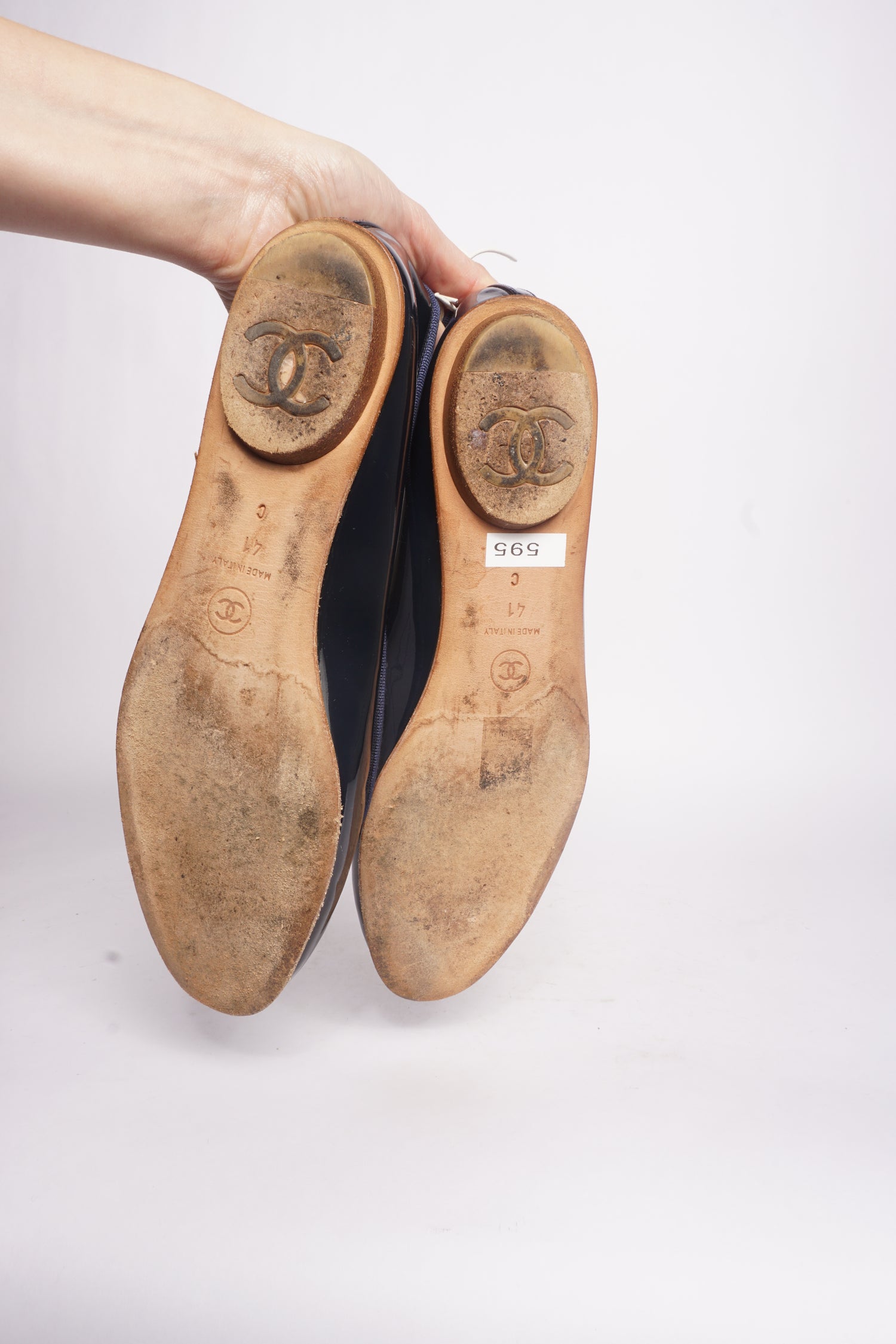 00's Chanel Navy CC Logo Flats