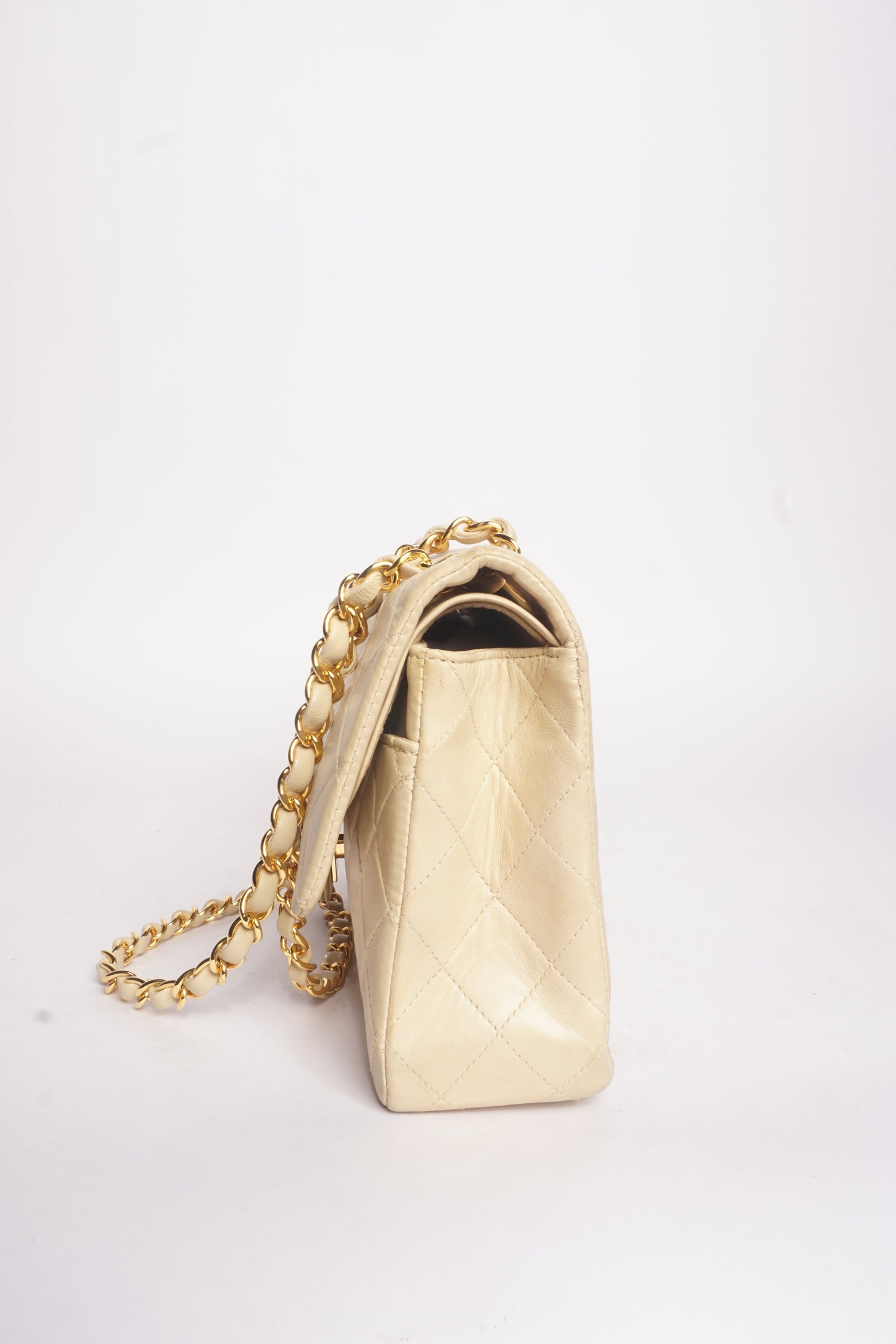Chanel Tan Lambskin Double Flap Bag with 24K Gold Plated Hardware
