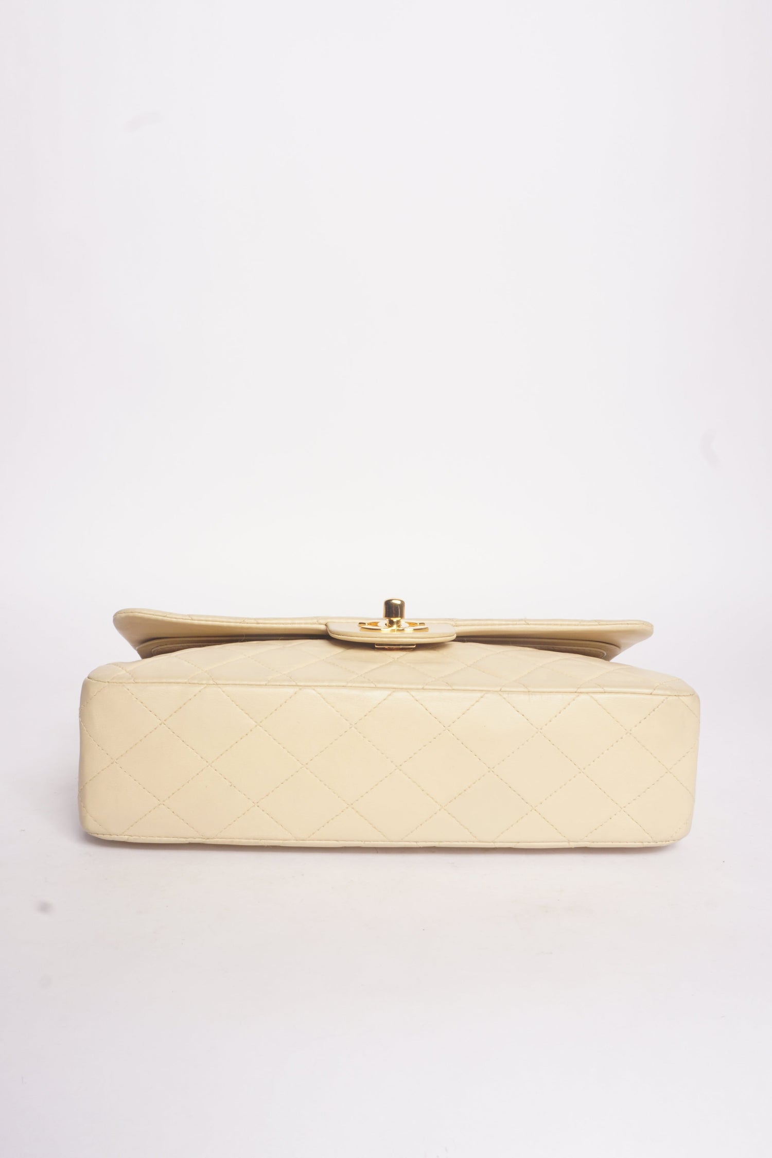 Chanel Tan Lambskin Double Flap Bag with 24K Gold Plated Hardware
