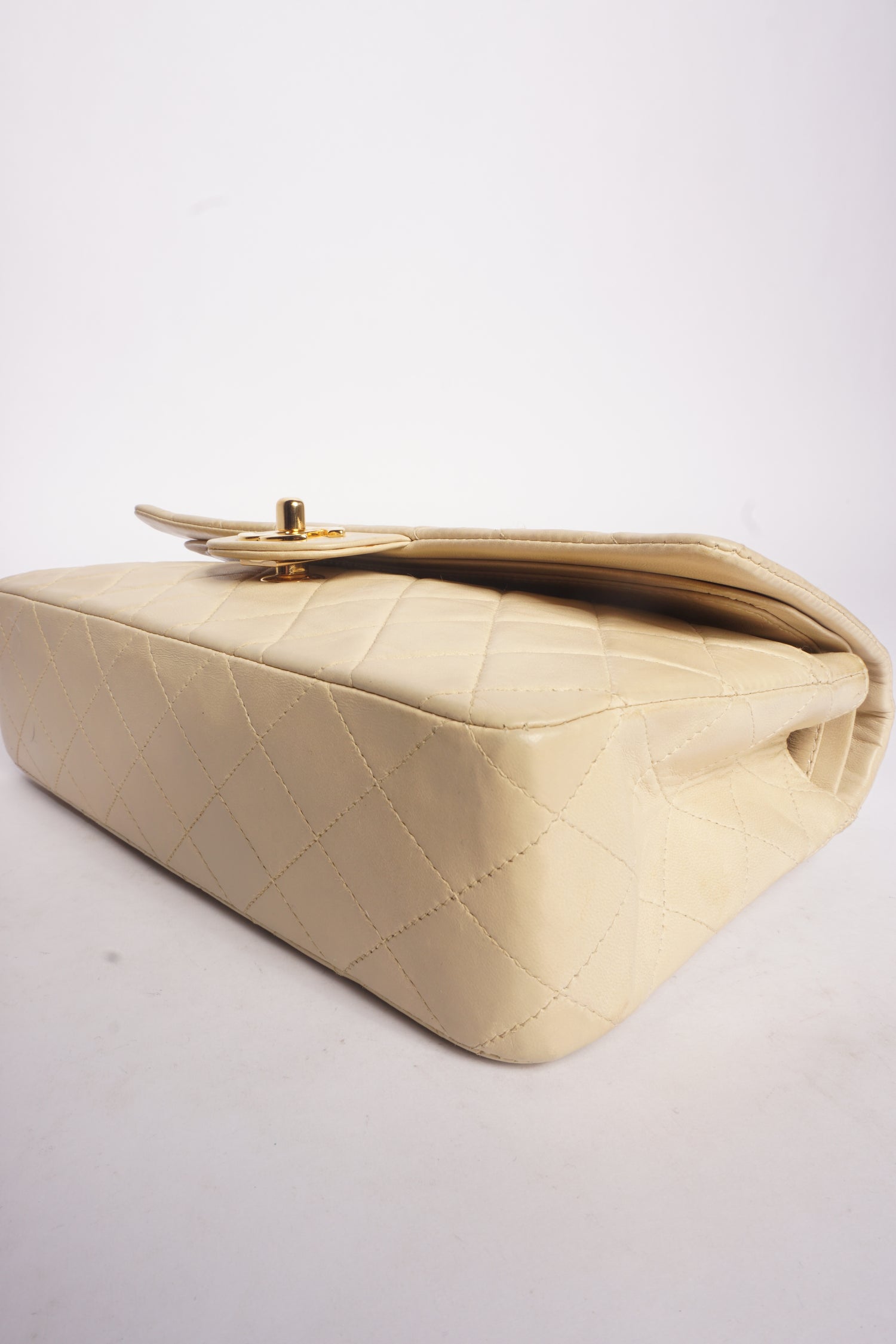 Chanel Tan Lambskin Double Flap Bag with 24K Gold Plated Hardware