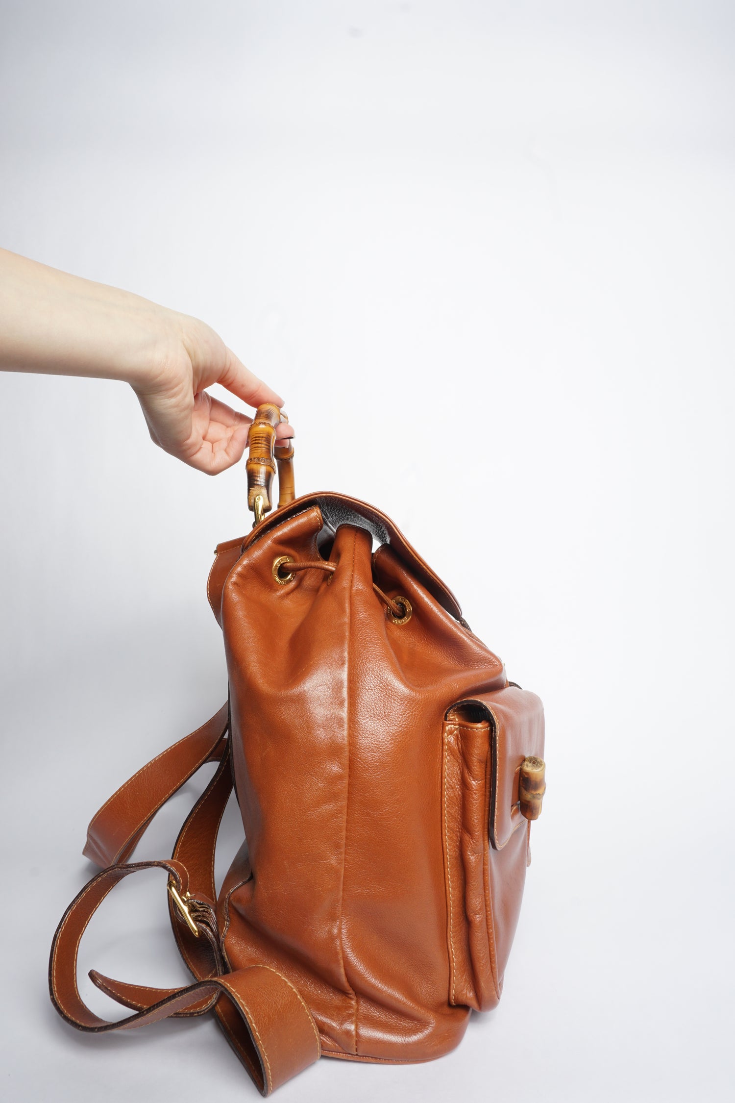 Gucci Brown Bamboo Backpack