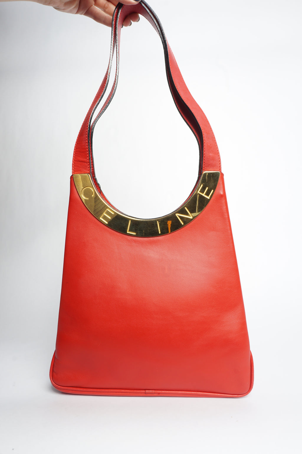 Celine Red Leather Shoulder Bag