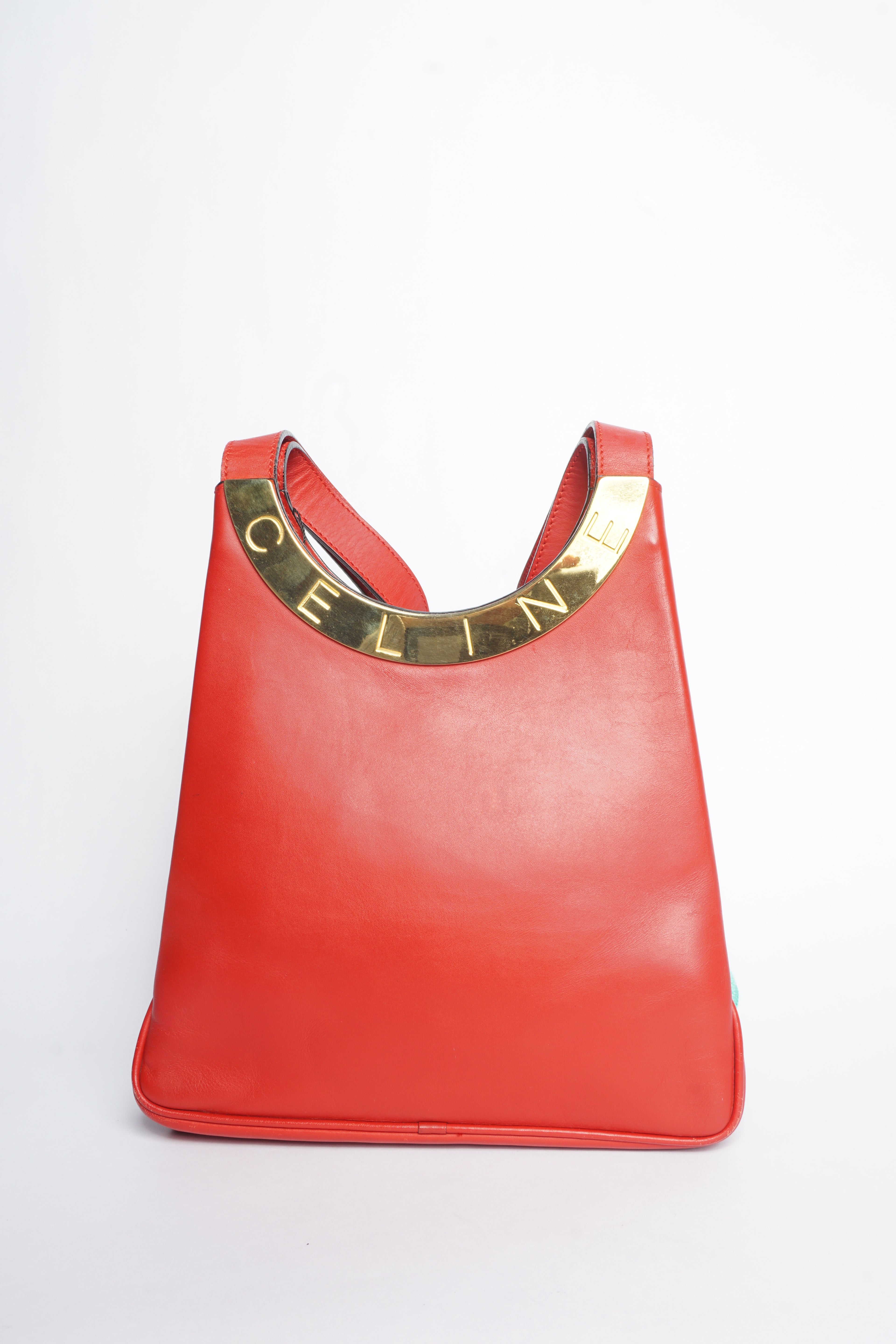 Celine Red Leather Shoulder Bag