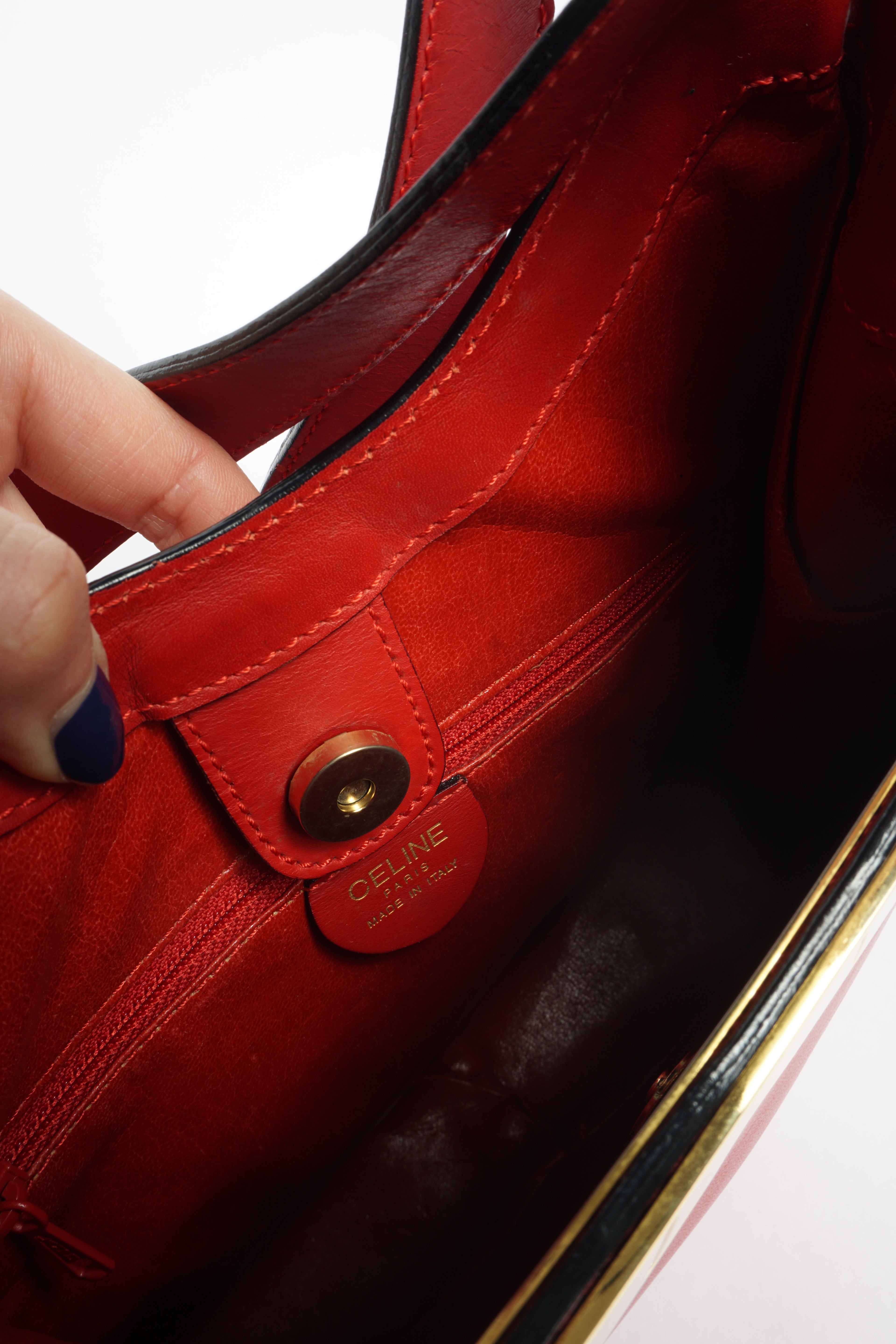 Celine Red Leather Shoulder Bag