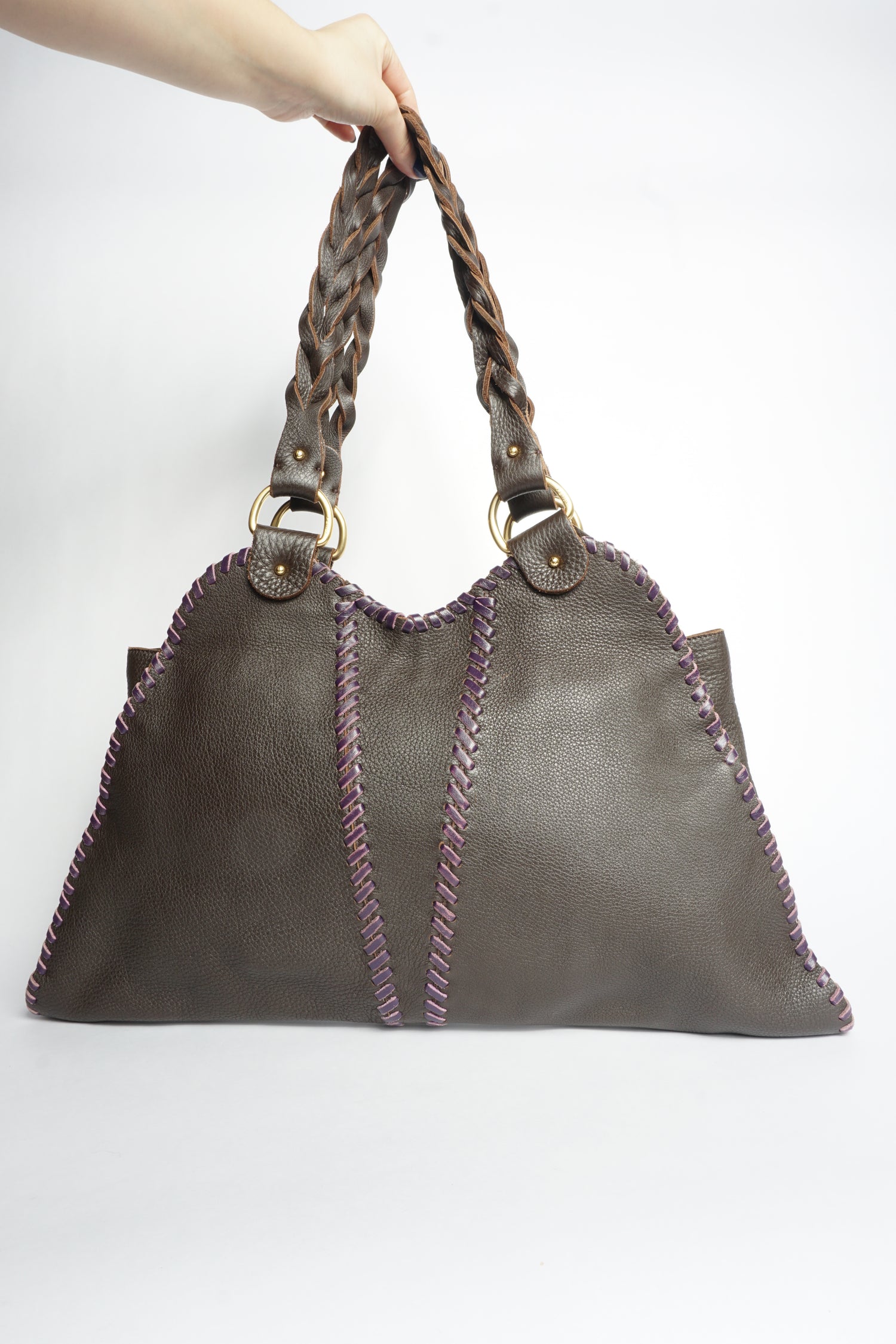 Fendi Leather Stitched Shoulder Bag