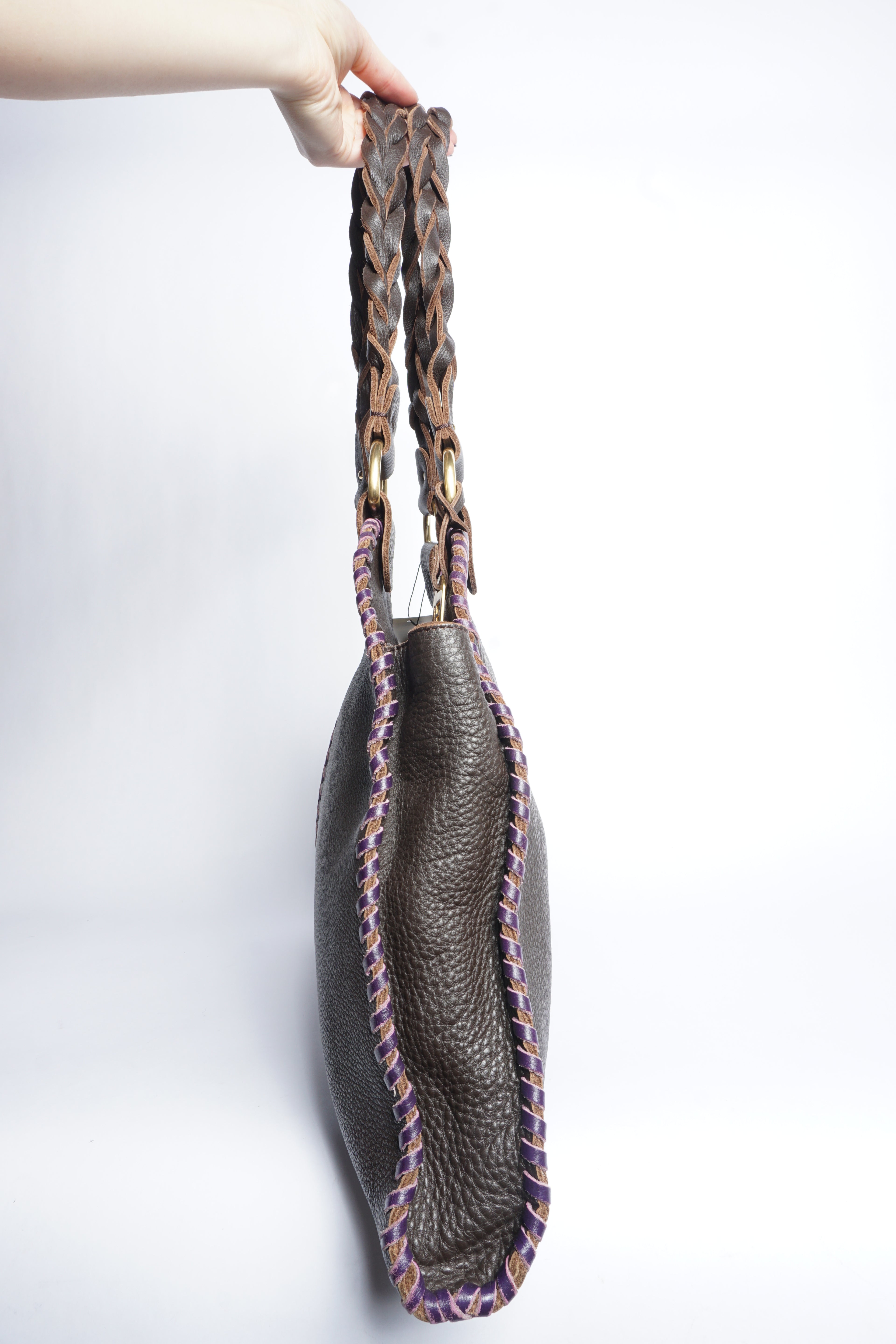 Fendi Leather Stitched Shoulder Bag